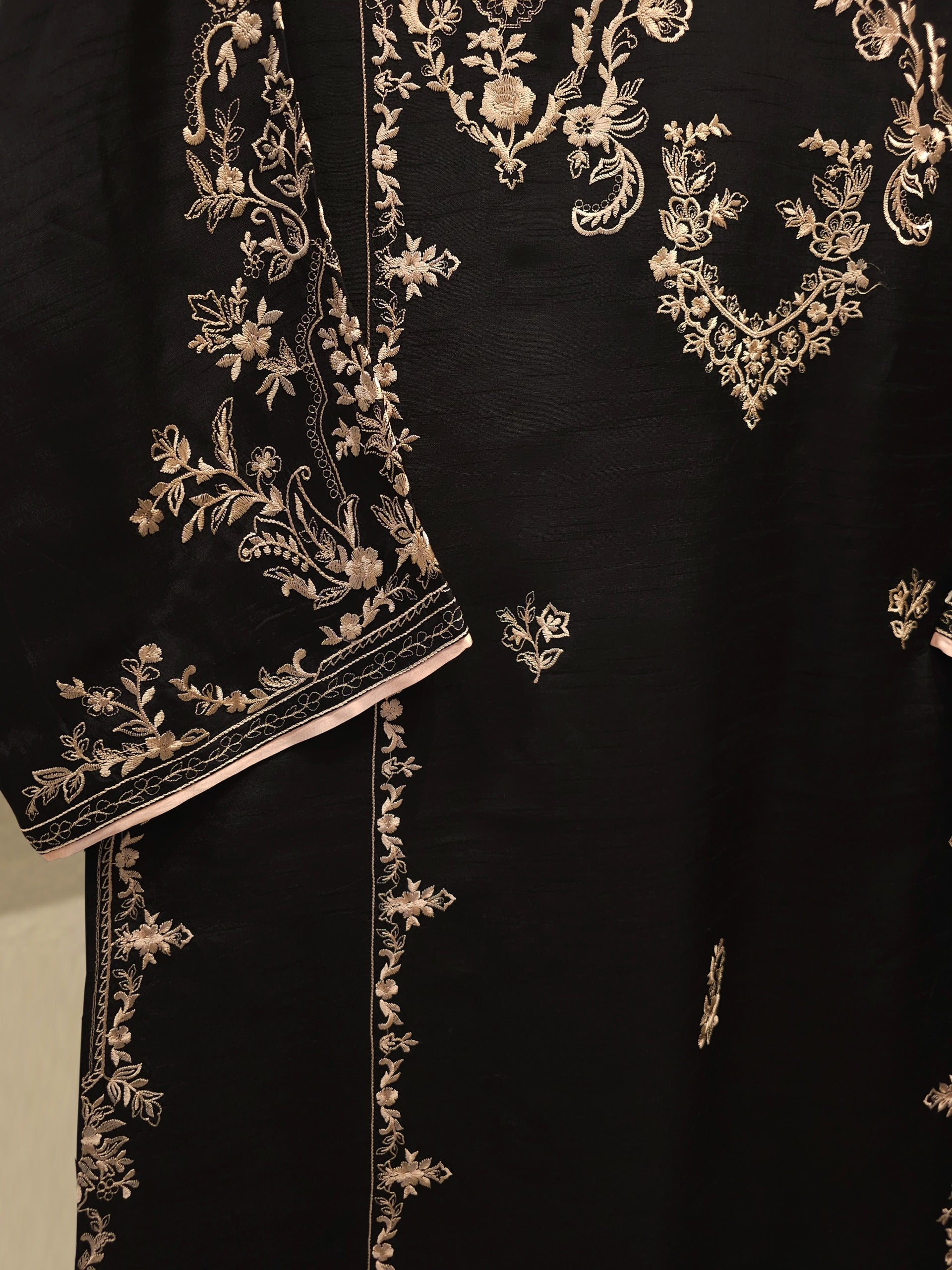 2 Piece- Pure Korean Silk Embroidered Suit S112851 - Image 3