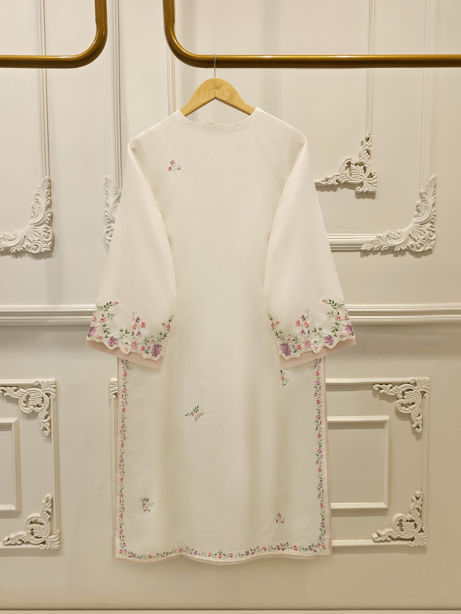 2 Piece- Pure Korean Silk Embroidered Suit S112910 - Image 5