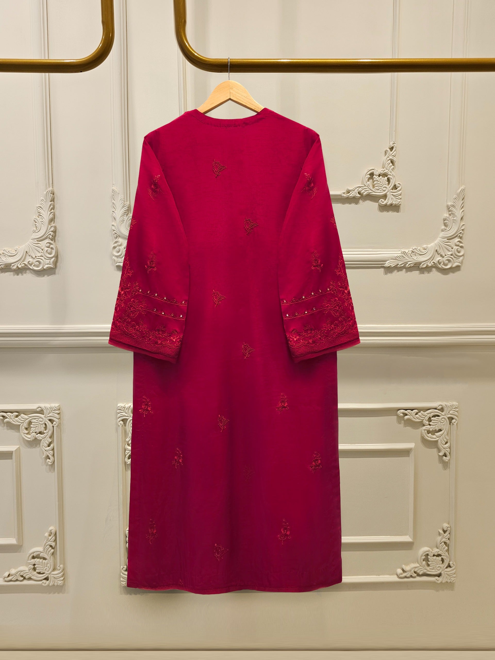 2 Piece- Pure Korean Silk Embroidered Suit S112914 - Image 5