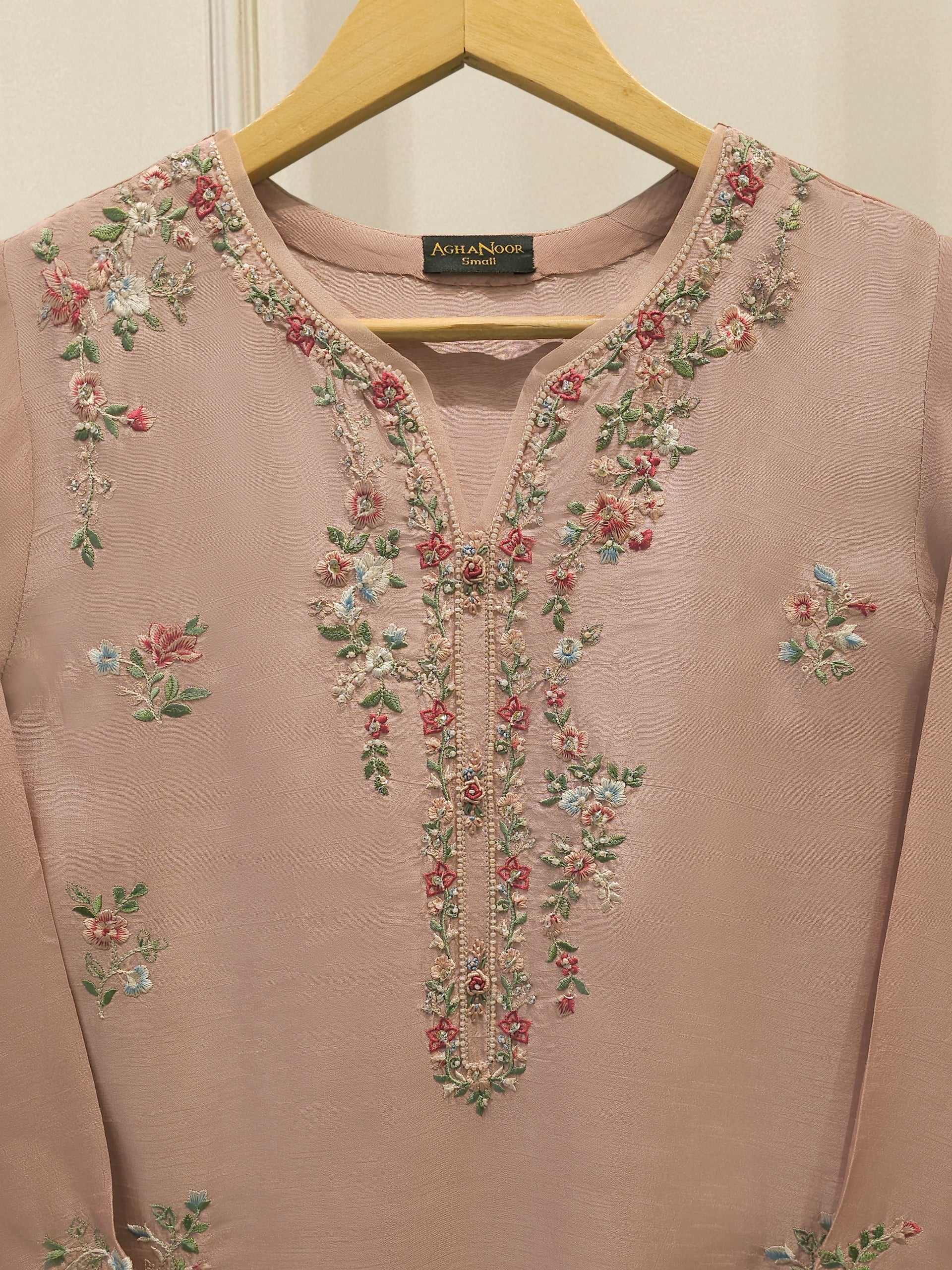 2 Piece- Pure Korean Silk Embroidered Suit S112926 - Image 2