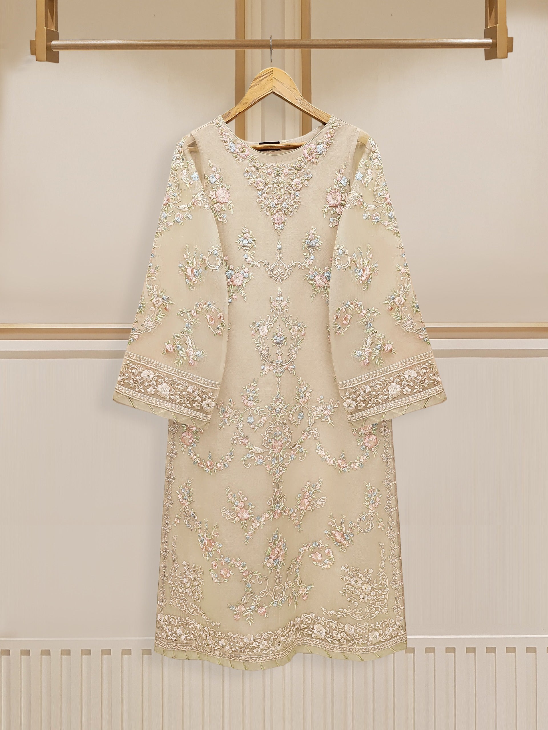 2 Piece - Pure Organza Embroidered Suit S110426