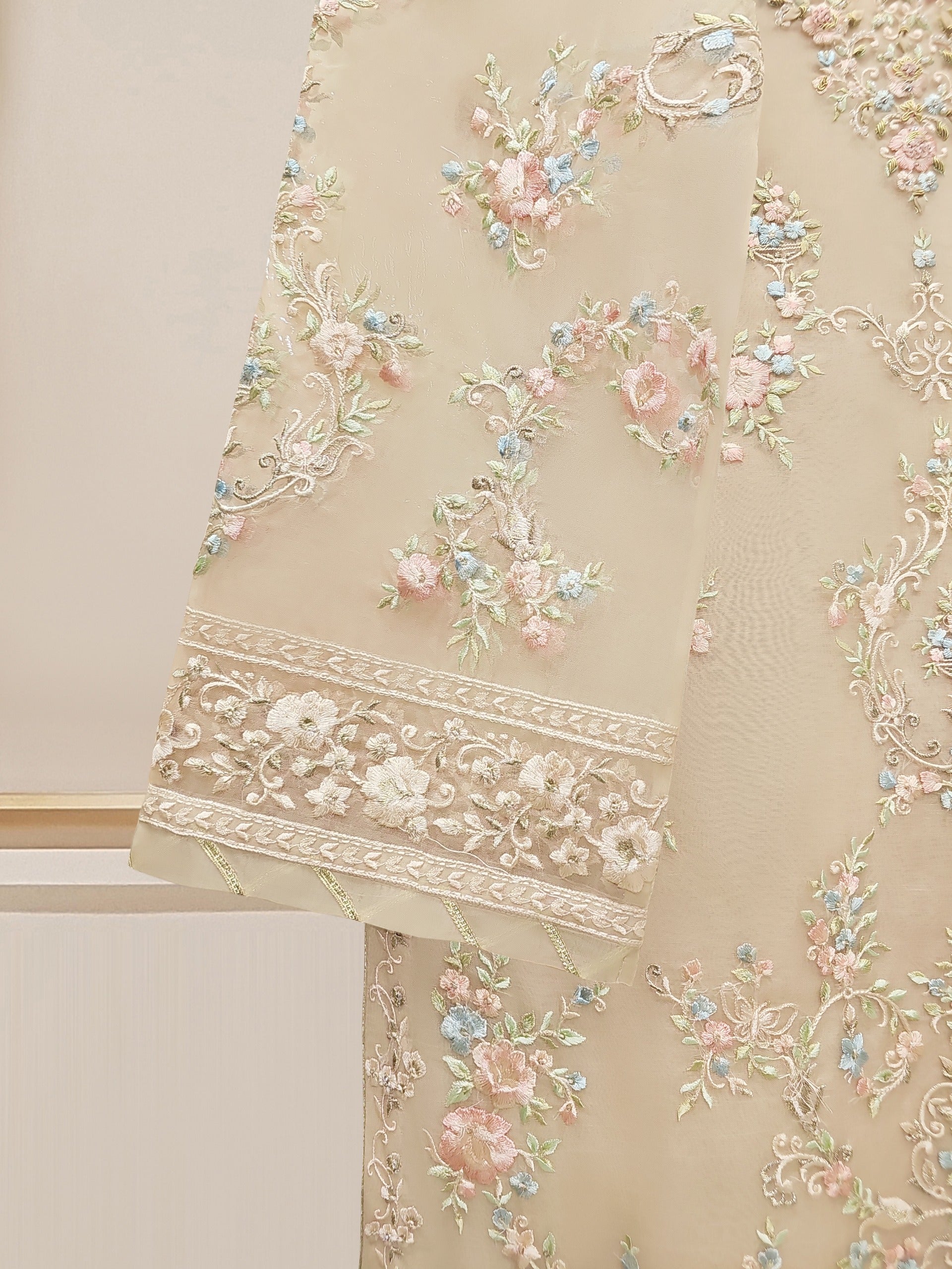 2 Piece - Pure Organza Embroidered Suit S110426 - Image 3