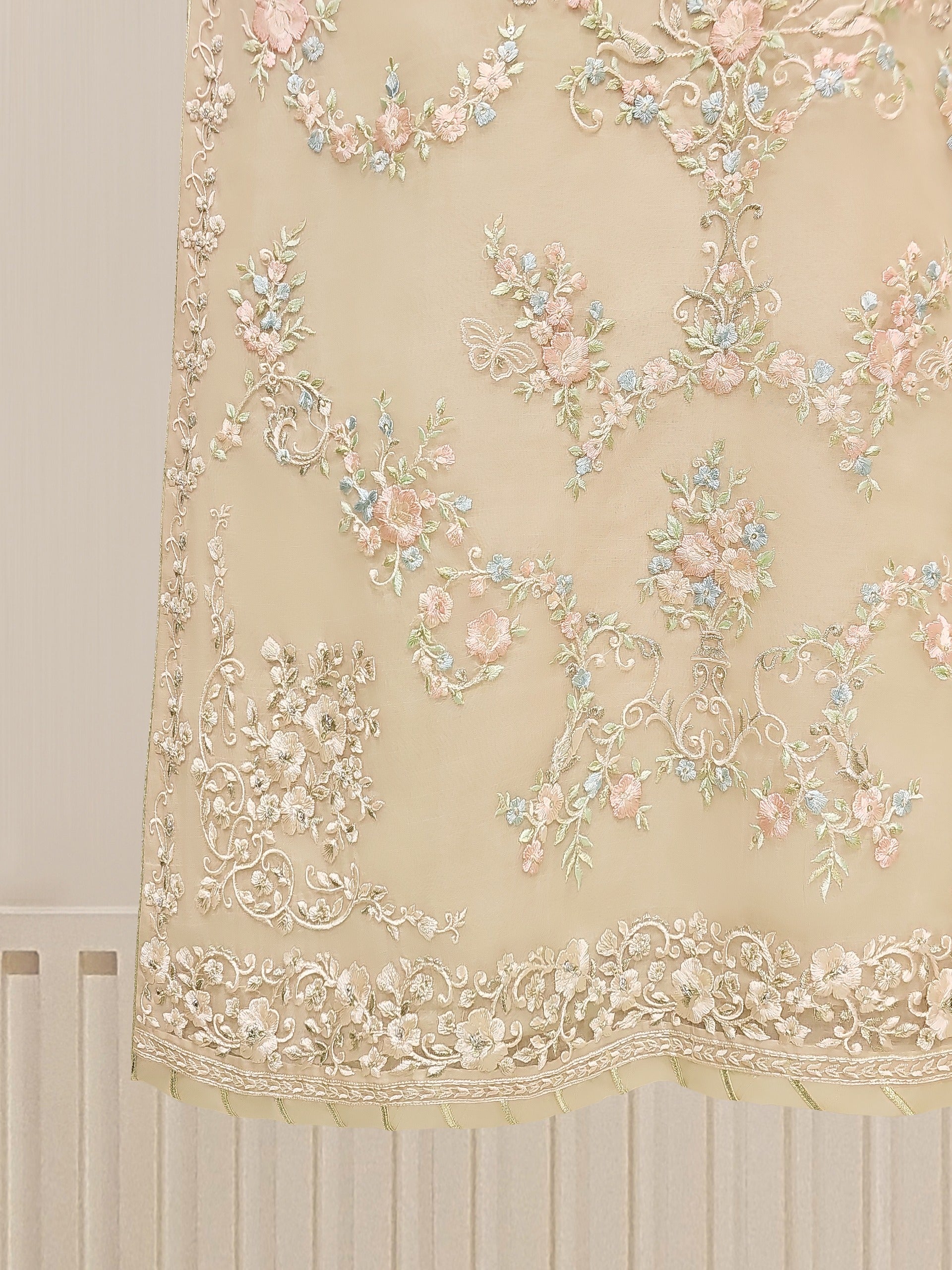 2 Piece - Pure Organza Embroidered Suit S110426 - Image 4