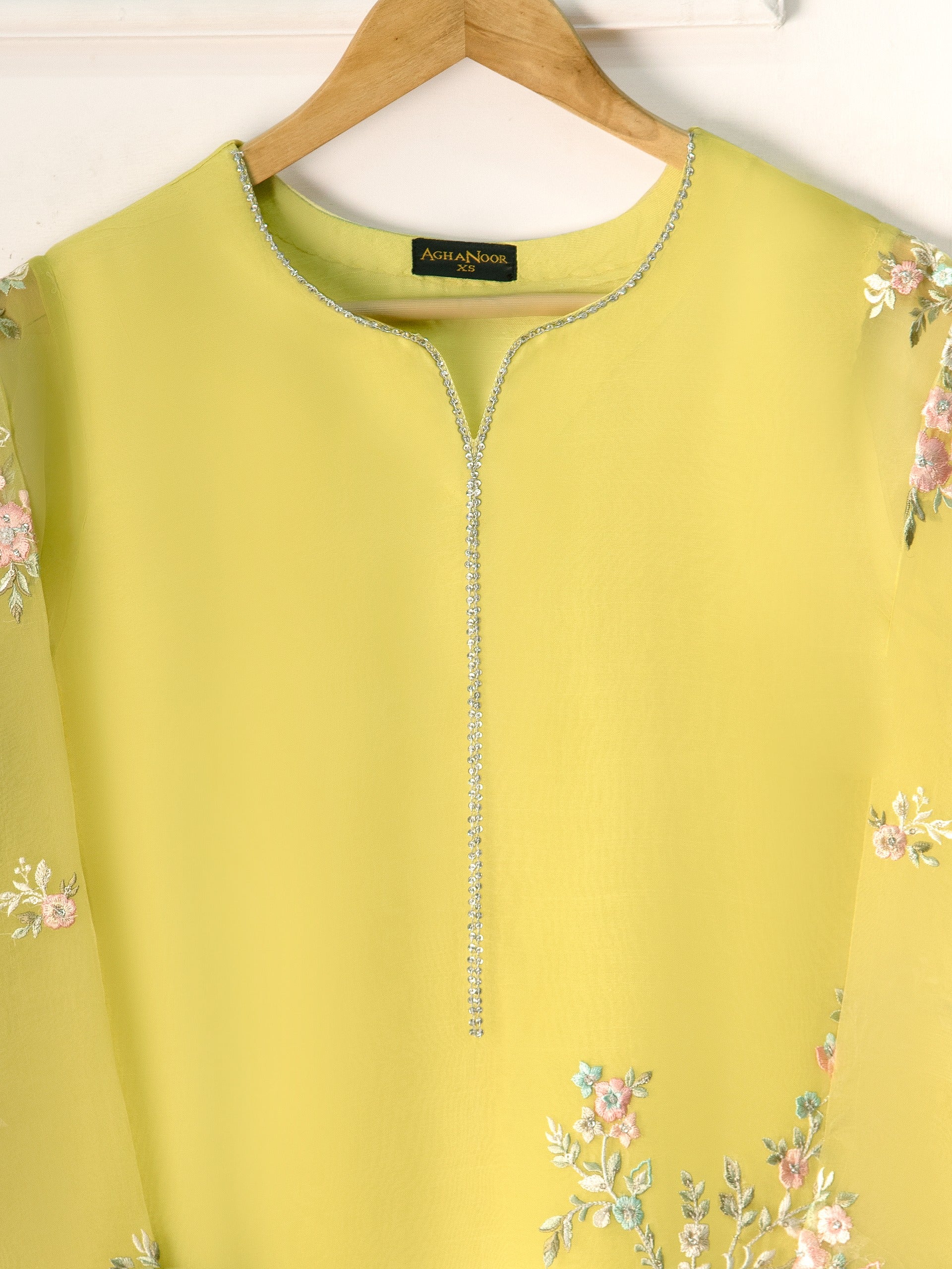 2 Piece - Pure Organza Embroidered Suit S111082 - Image 2