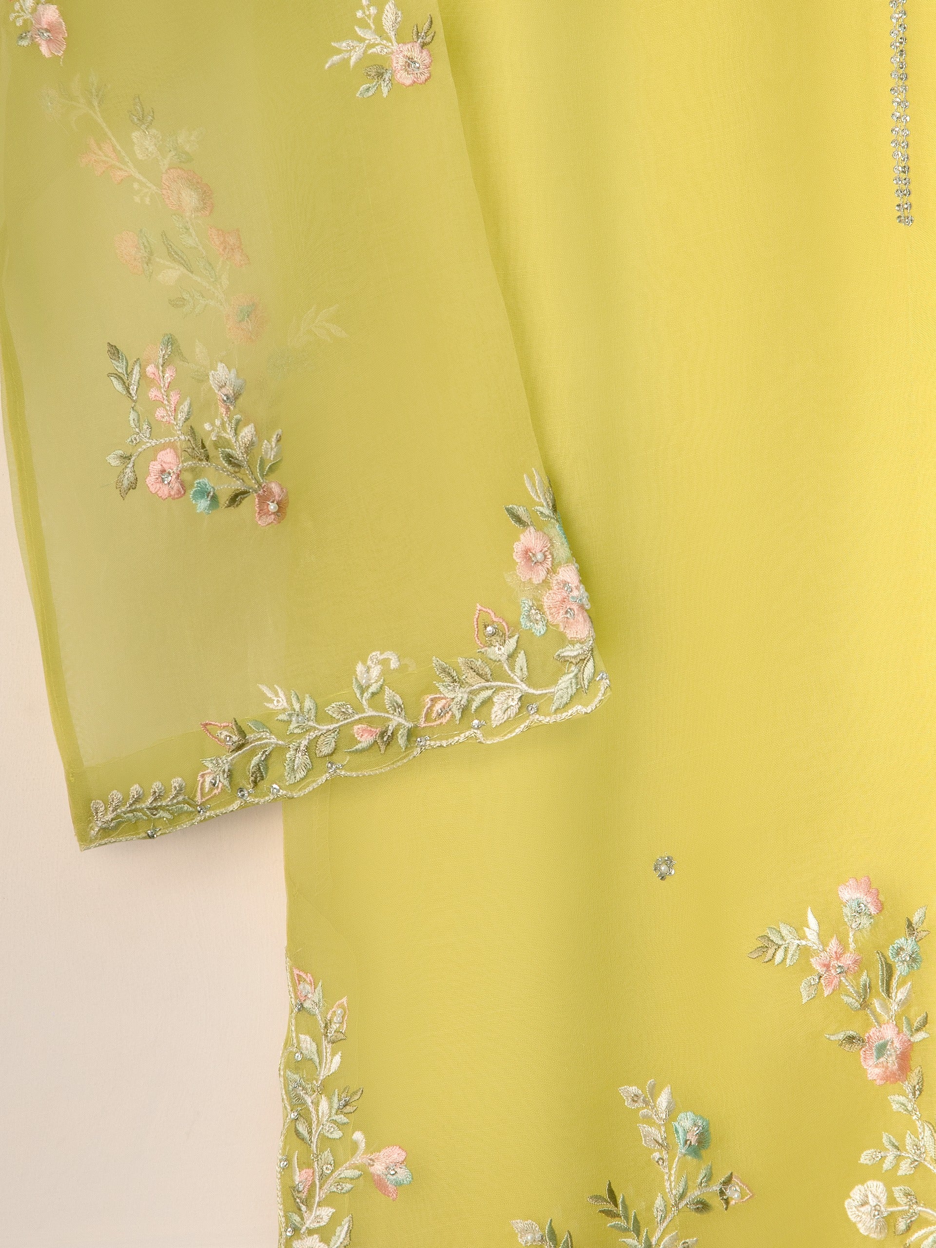 2 Piece - Pure Organza Embroidered Suit S111082 - Image 4