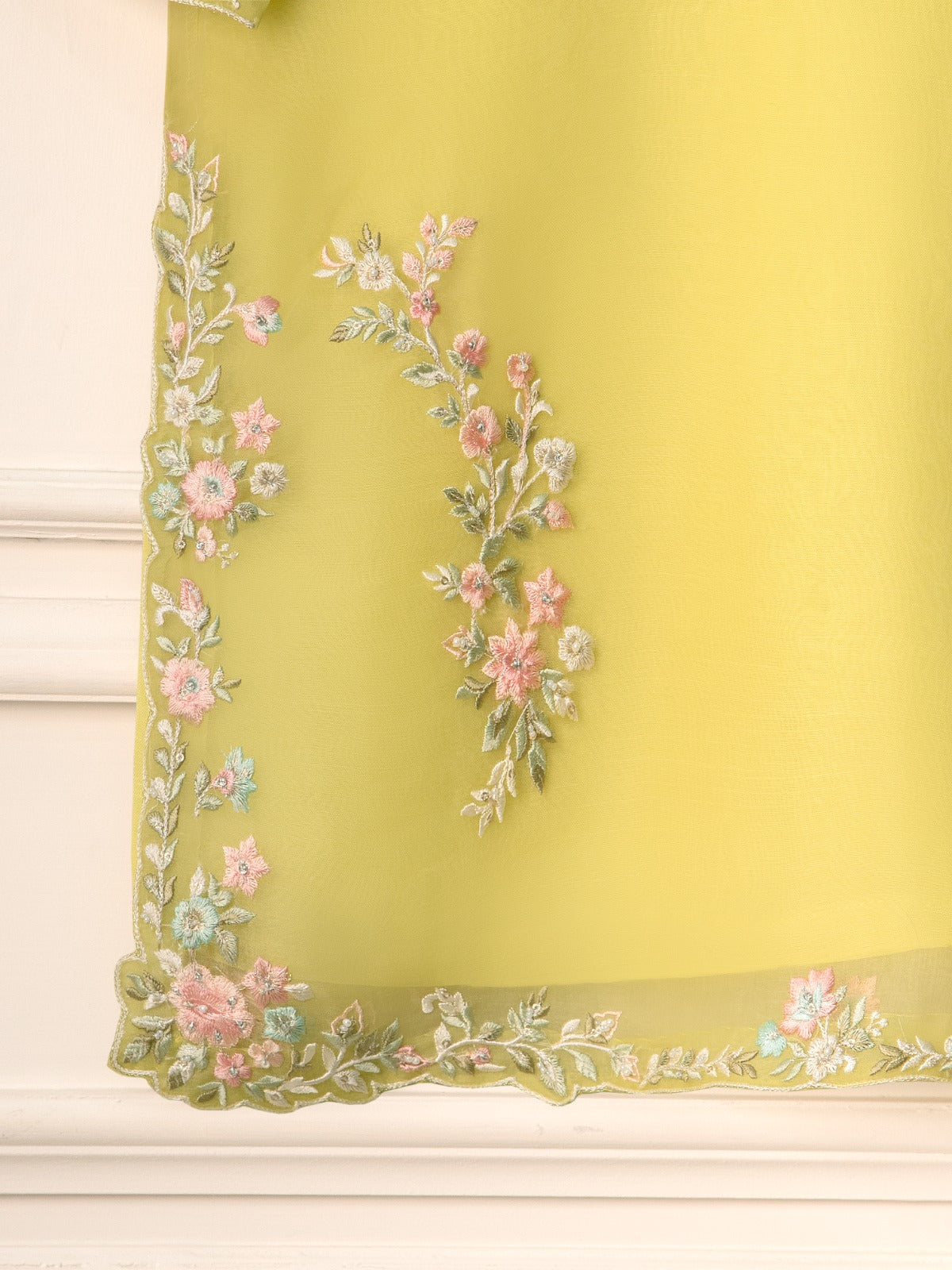 2 Piece - Pure Organza Embroidered Suit S111082 - Image 5