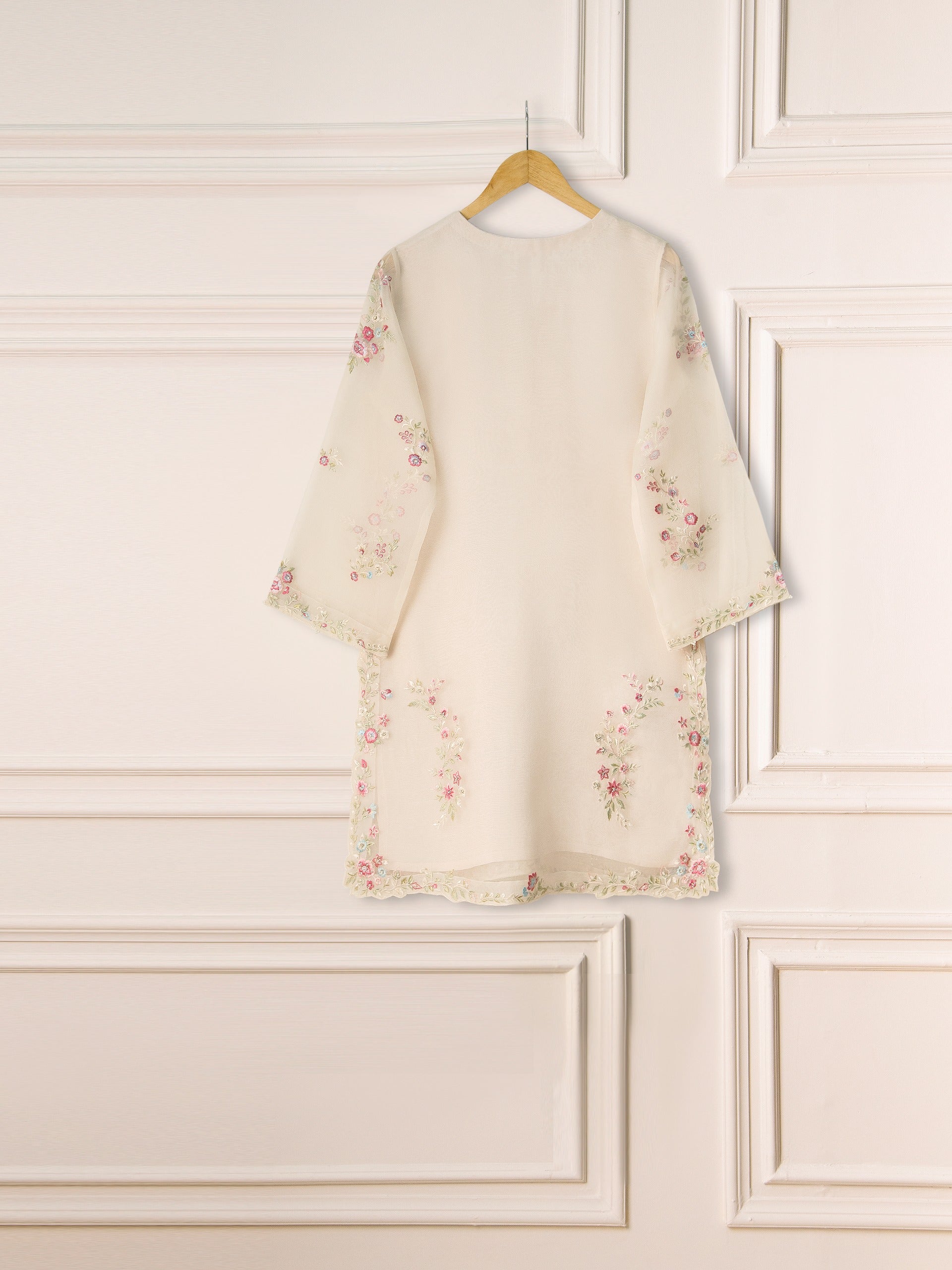 2 Piece - Pure Organza Embroidered Suit S111240 - Image 5