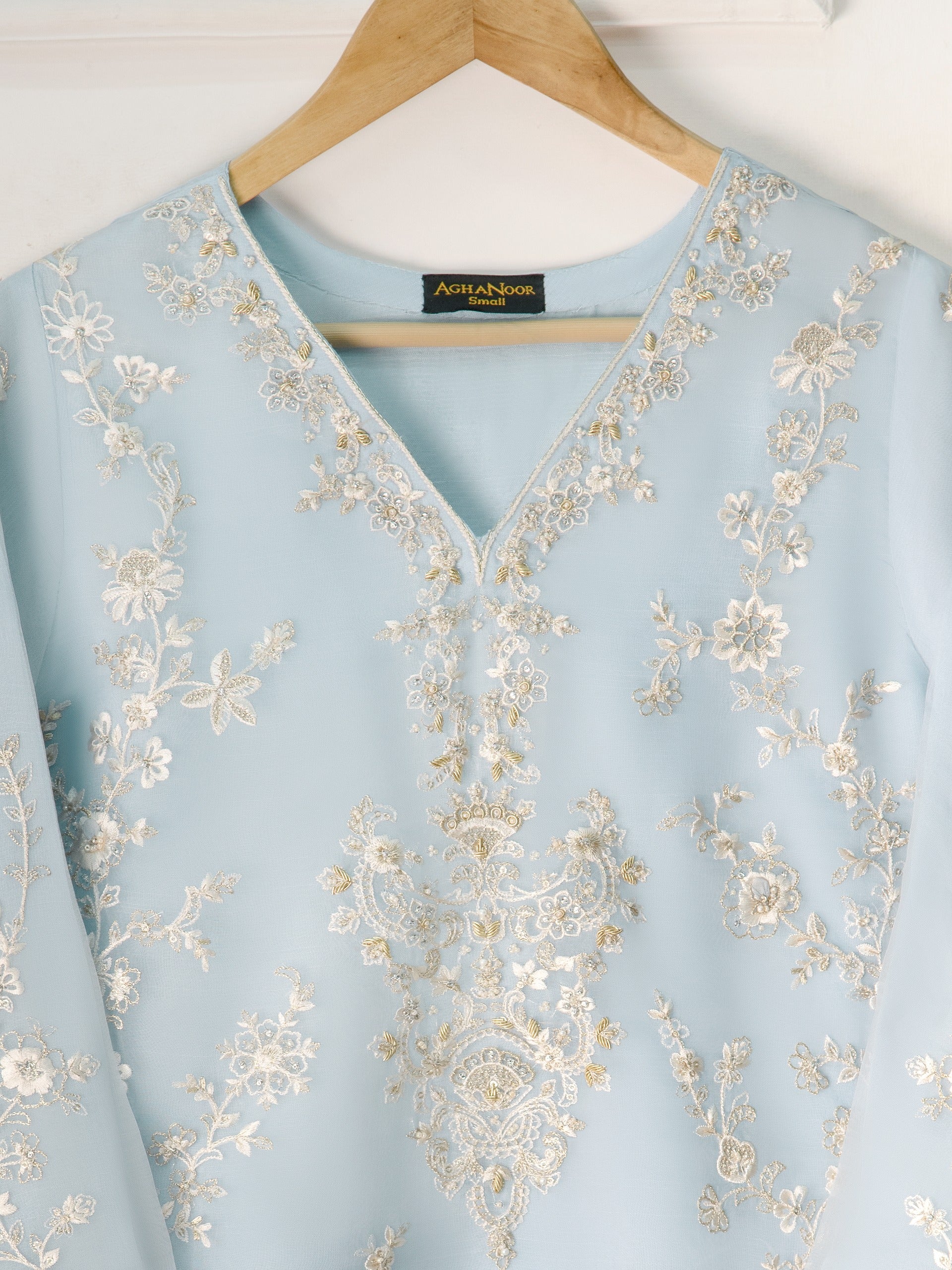 2 Piece - Pure Organza Embroidered Suit S111242 - Image 2
