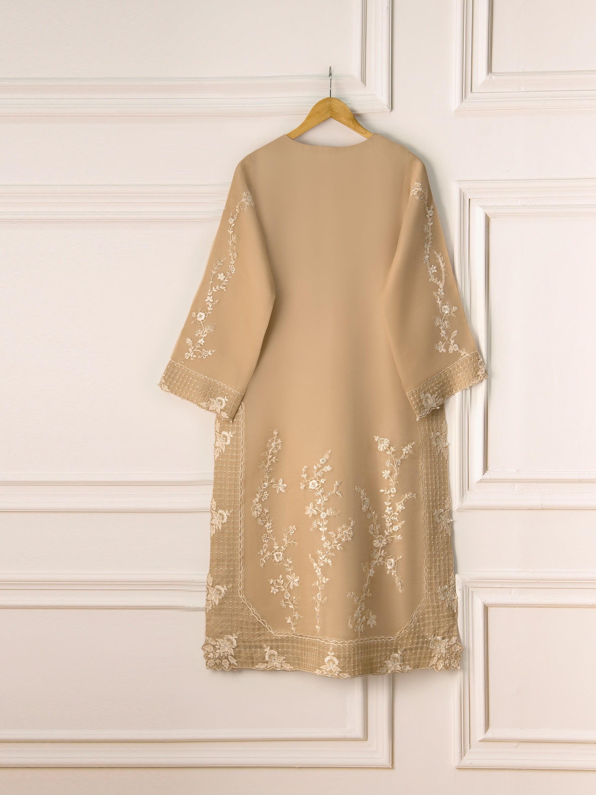 2 Piece - Pure Organza Embroidered Suit S111258 - Image 5