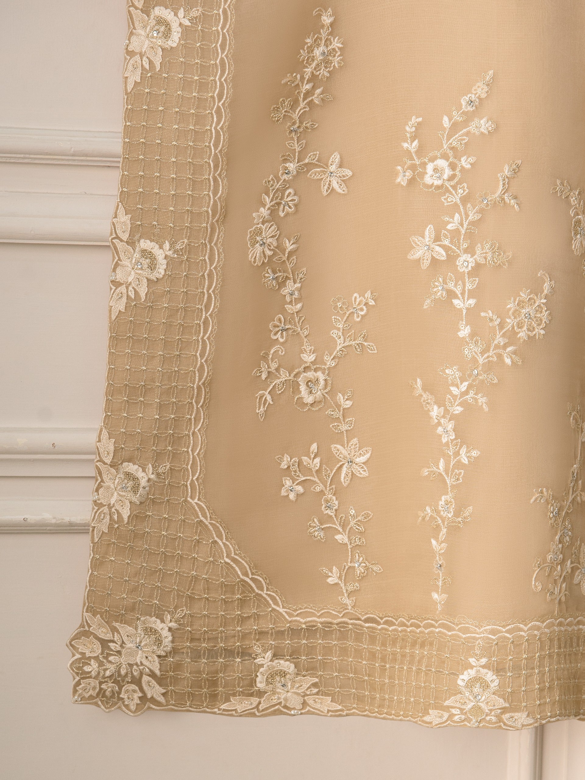 2 Piece - Pure Organza Embroidered Suit S111258 - Image 6