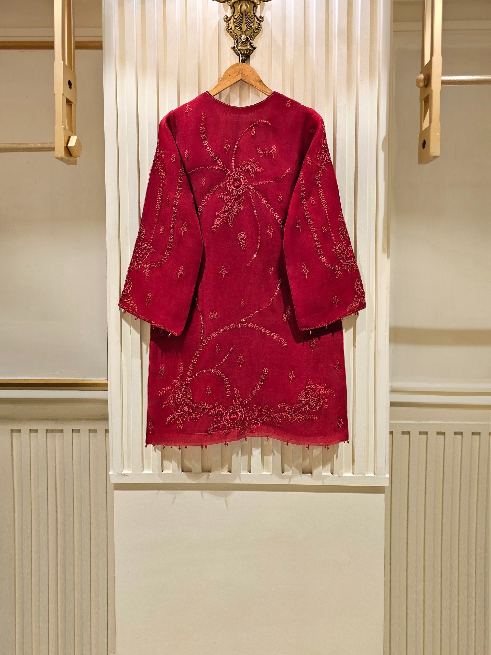 2 Piece - Pure Organza Embroidered Suit S111356 - Image 4