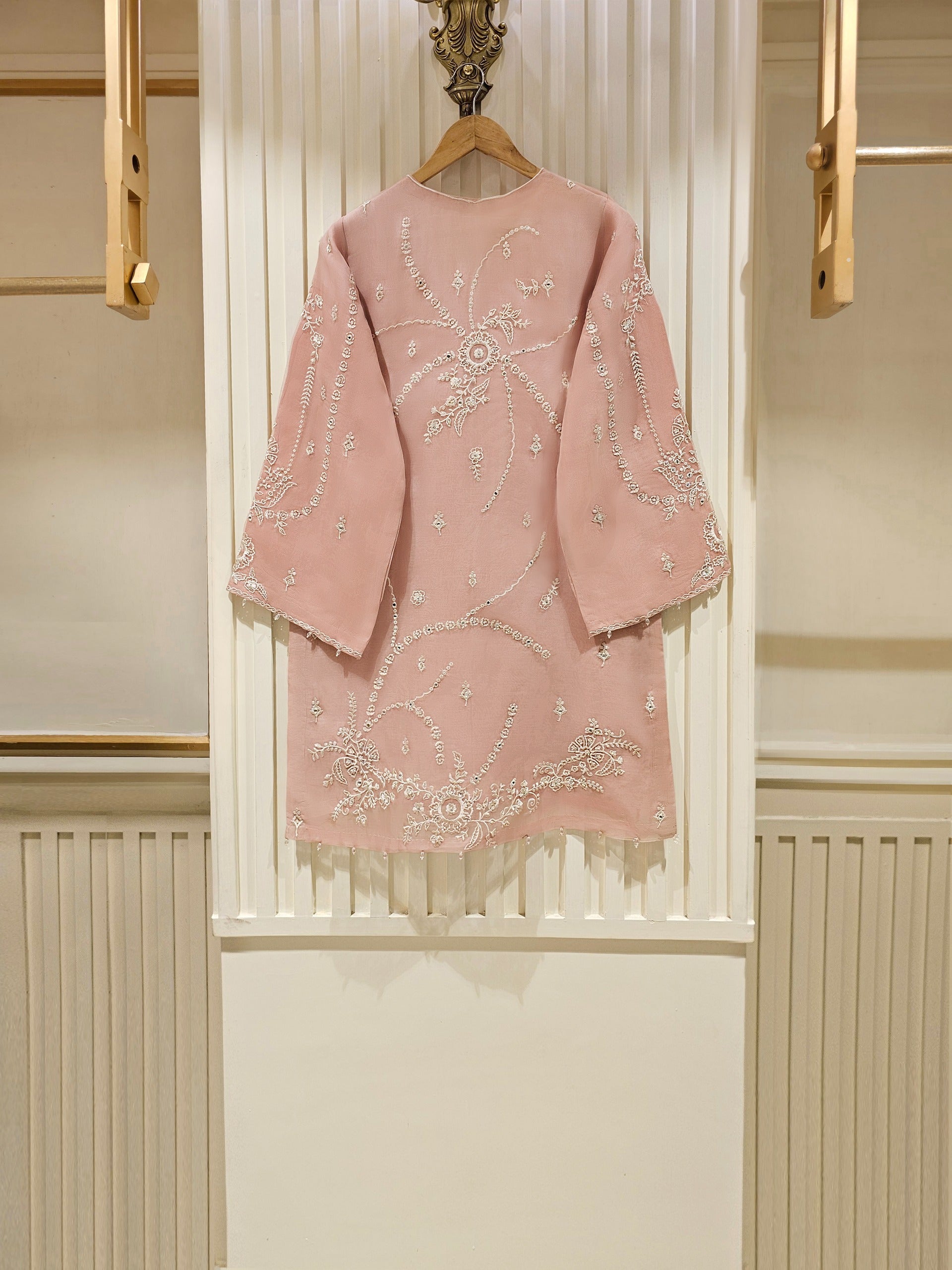 2 Piece - Pure Organza Embroidered Suit S111366 - Image 5