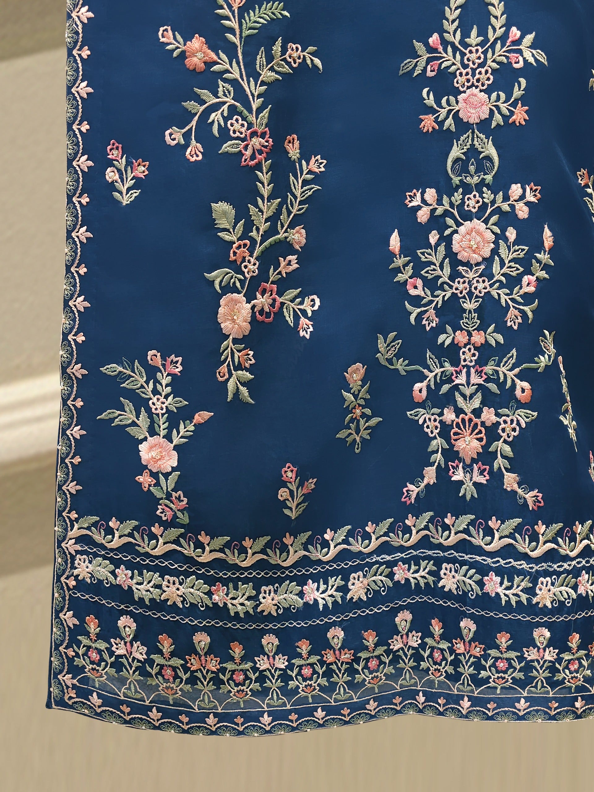 2 Piece - Pure Organza Embroidered Suit S112471 - Image 4