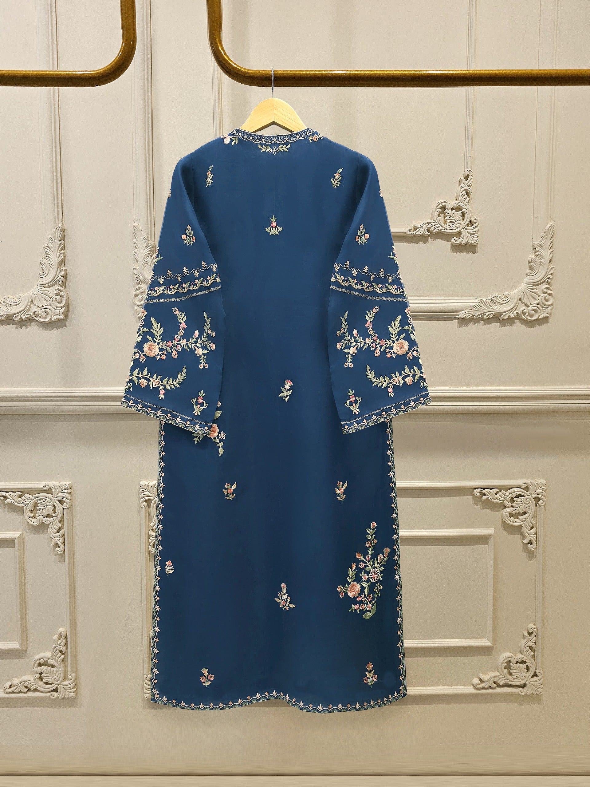 2 Piece - Pure Organza Embroidered Suit S112471 - Image 5