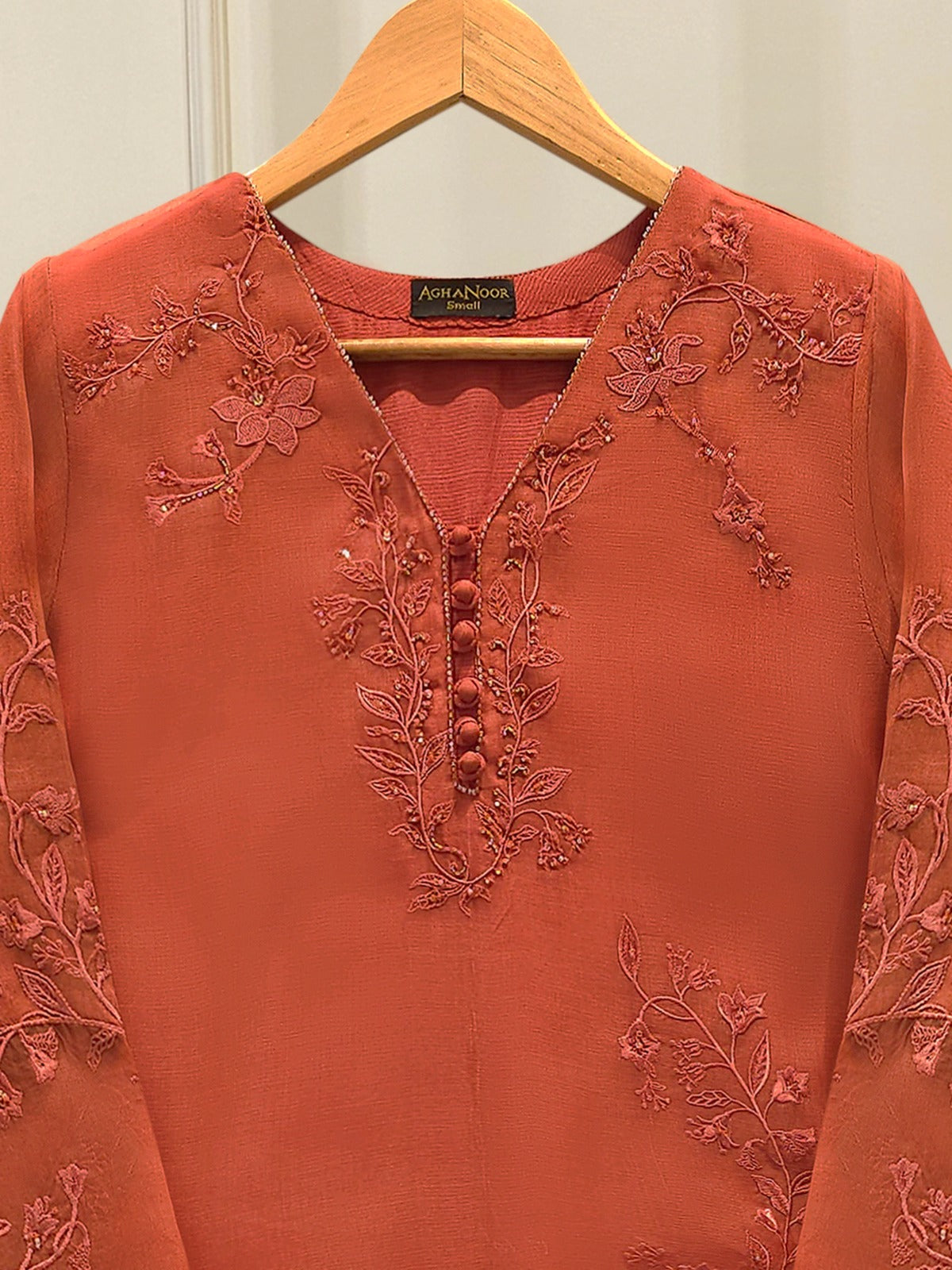 2 Piece - Pure Organza Embroidered Suit S112777 - Image 2