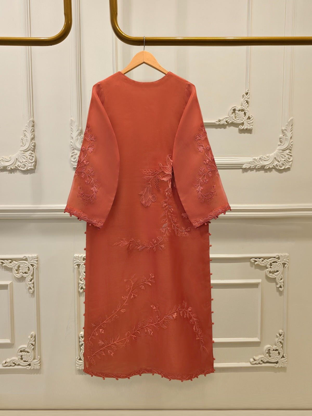 2 Piece - Pure Organza Embroidered Suit S112777 - Image 5