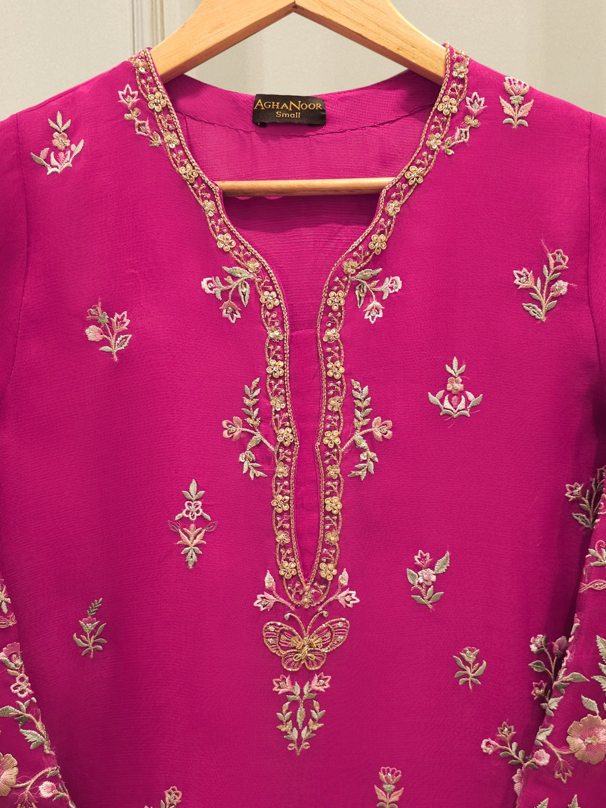 2 Piece - Pure Organza Embroidered Suit S112809 - Image 2