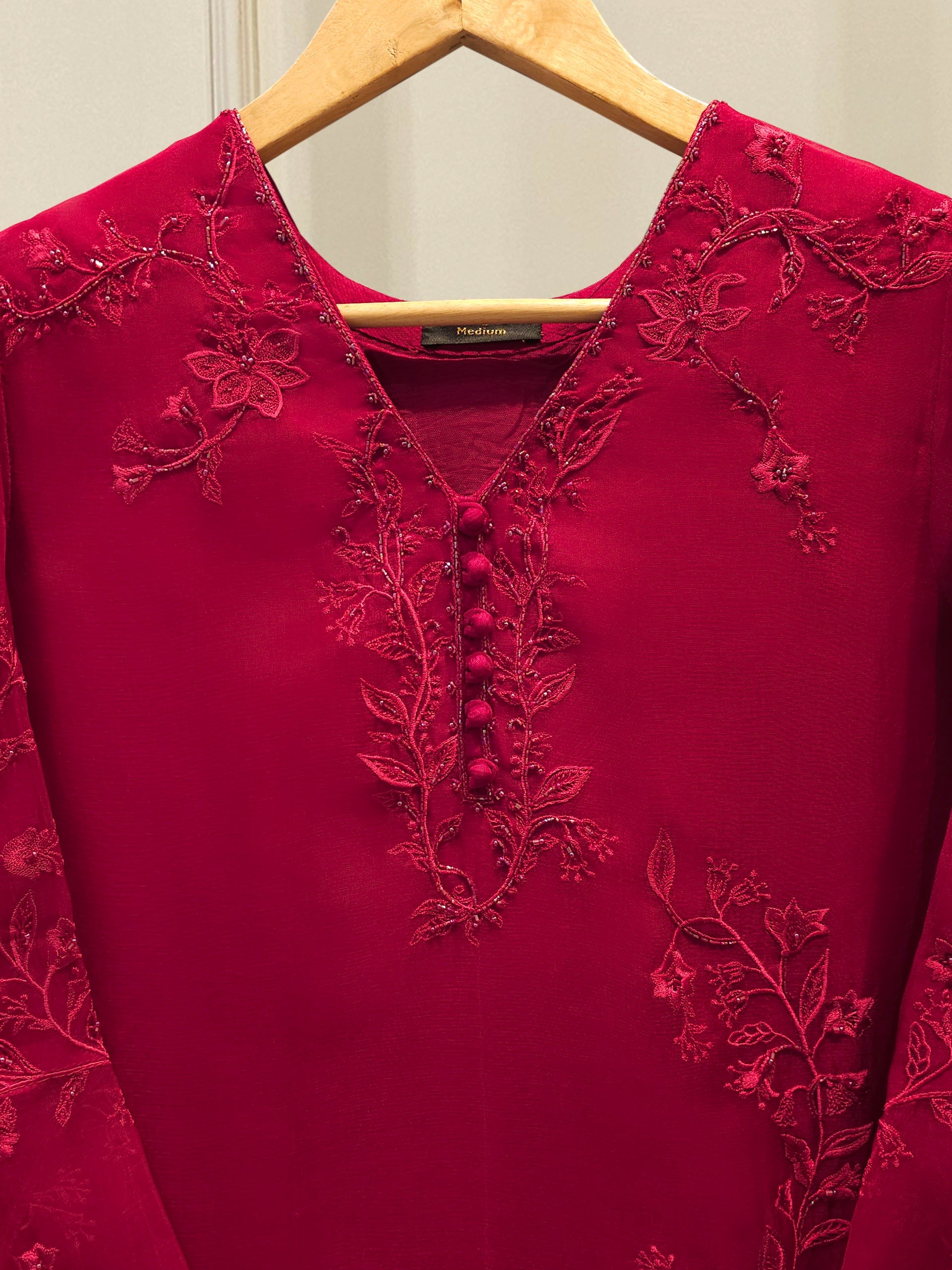 2 Piece - Pure Organza Embroidered Suit S112839 - Image 2