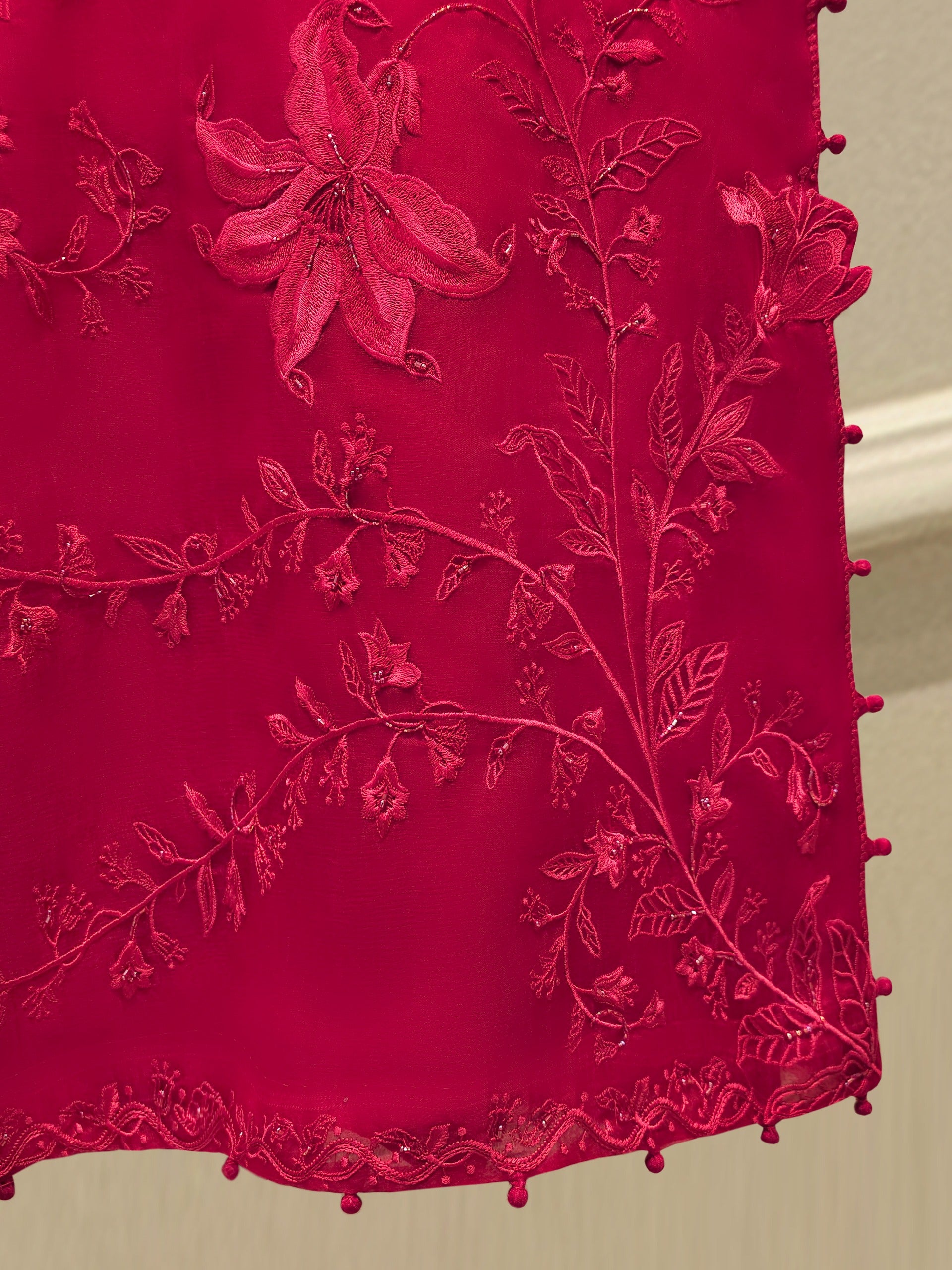 2 Piece - Pure Organza Embroidered Suit S112839 - Image 4