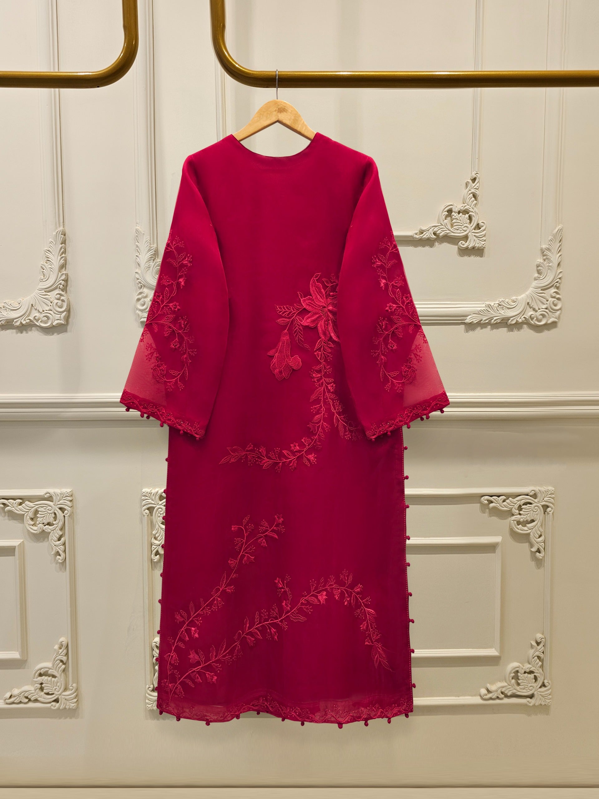 2 Piece - Pure Organza Embroidered Suit S112839 - Image 5