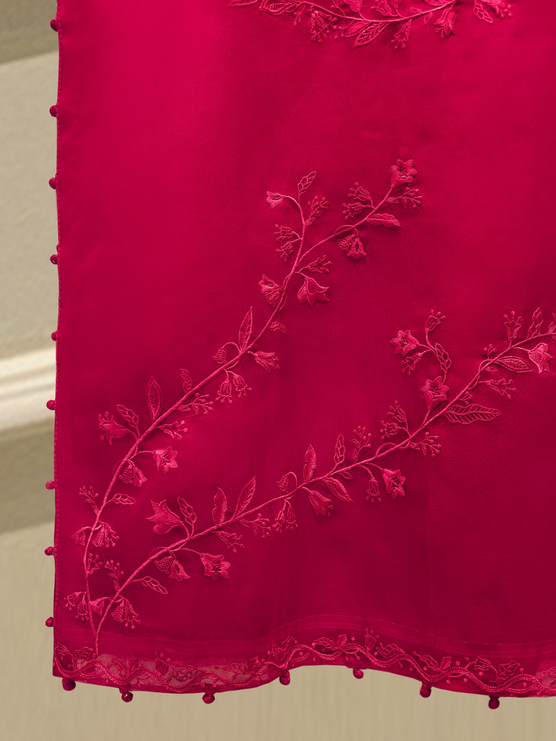 2 Piece - Pure Organza Embroidered Suit S112839 - Image 6