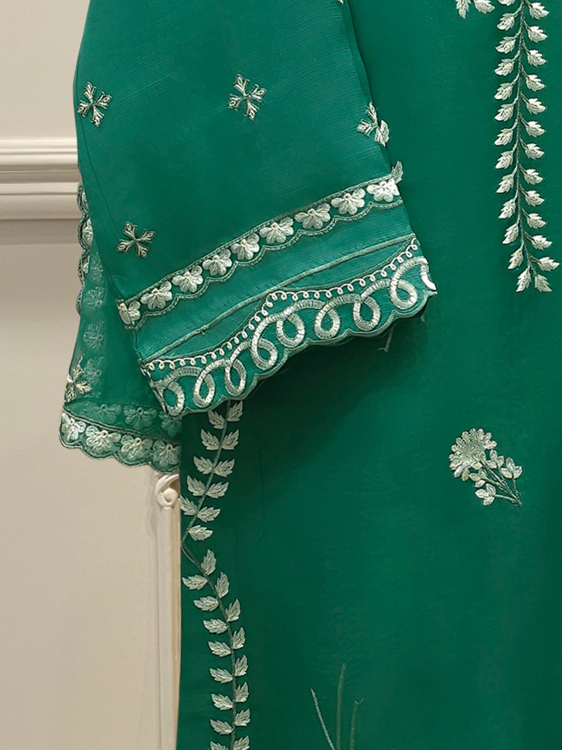 2 Piece - Pure Organza Embroidered Suit S112923 - Image 3