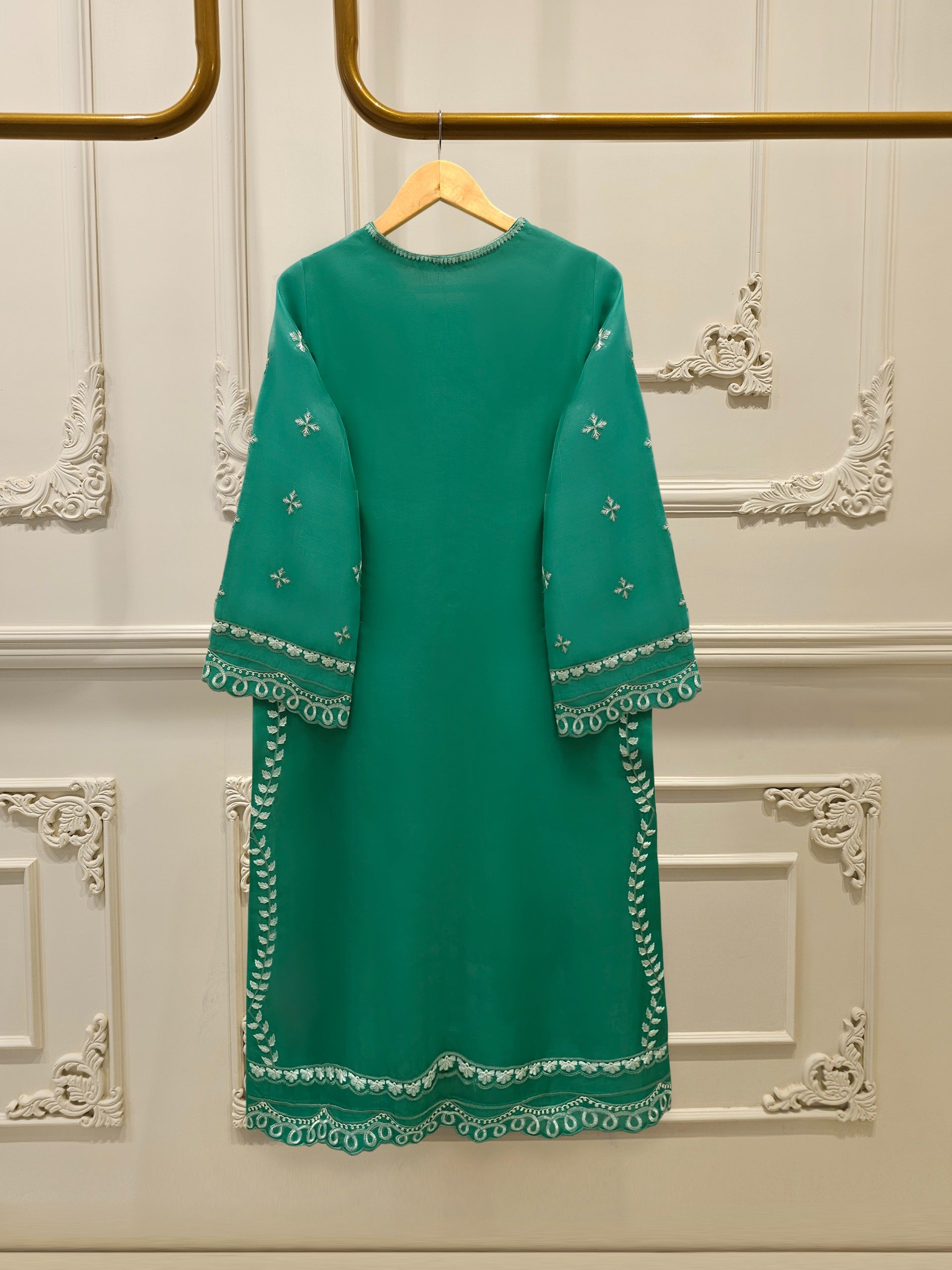 2 Piece - Pure Organza Embroidered Suit S112923 - Image 5