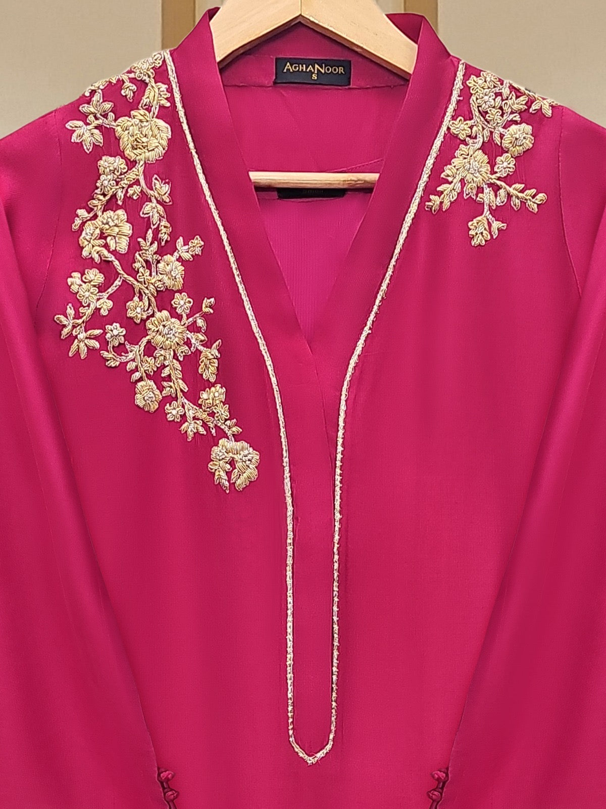 2 Piece- Pure Silk Net Embroidered Suit S110125 - Image 4