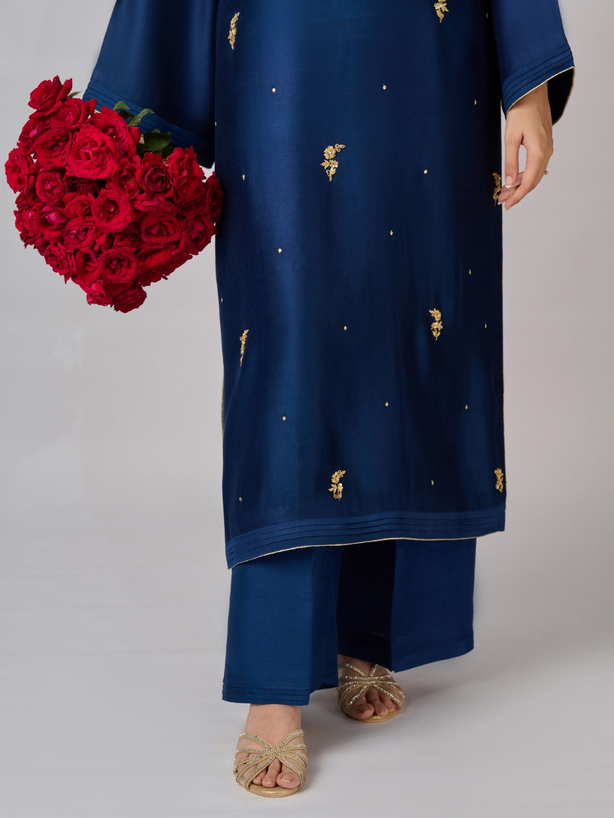 2 Piece- Pure Silk Net Embroidered Suit S110334 - Image 6