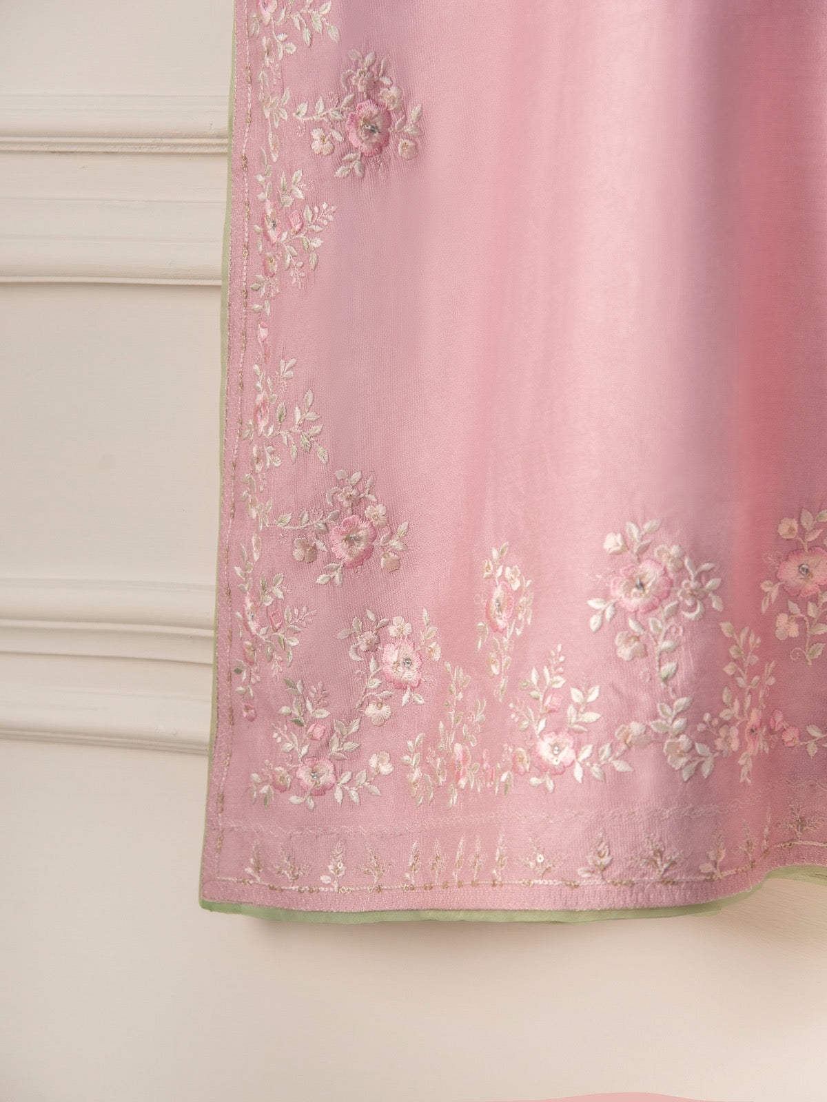 2 Piece- Pure Silk Net Embroidered Suit S110523 - Image 4