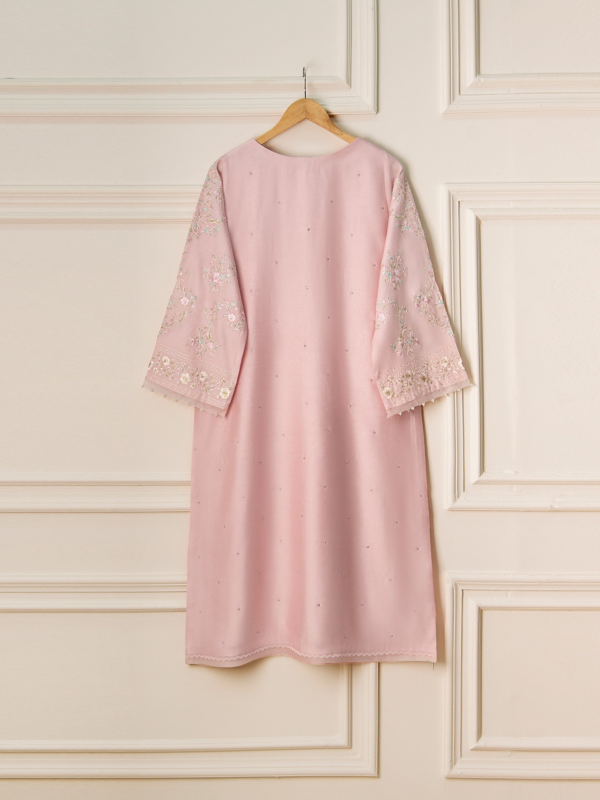 2 Piece- Pure Silk Net Embroidered Suit S110565 - Image 5