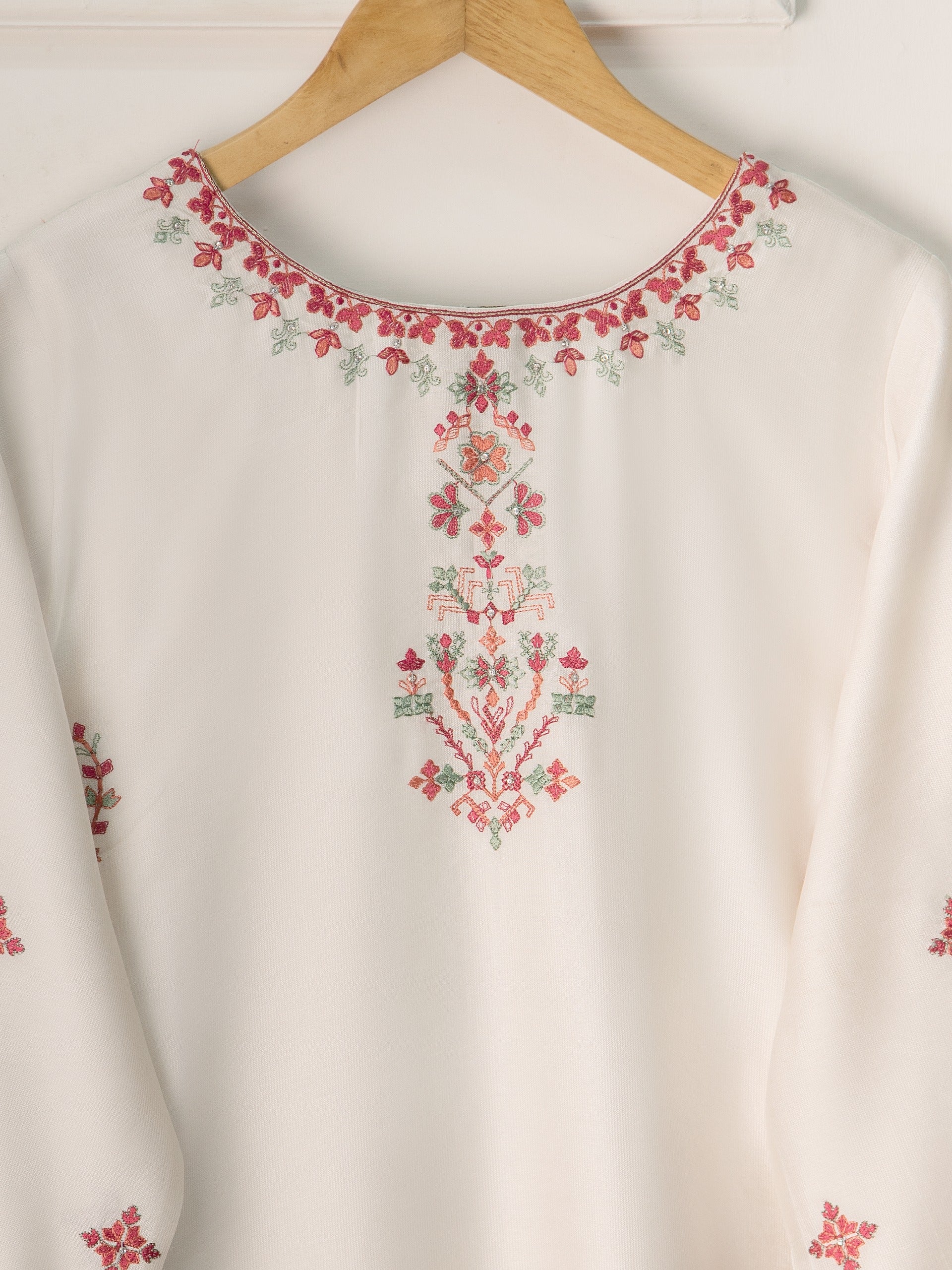 2 Piece- Pure Silk Net Embroidered Suit S110837 - Image 4