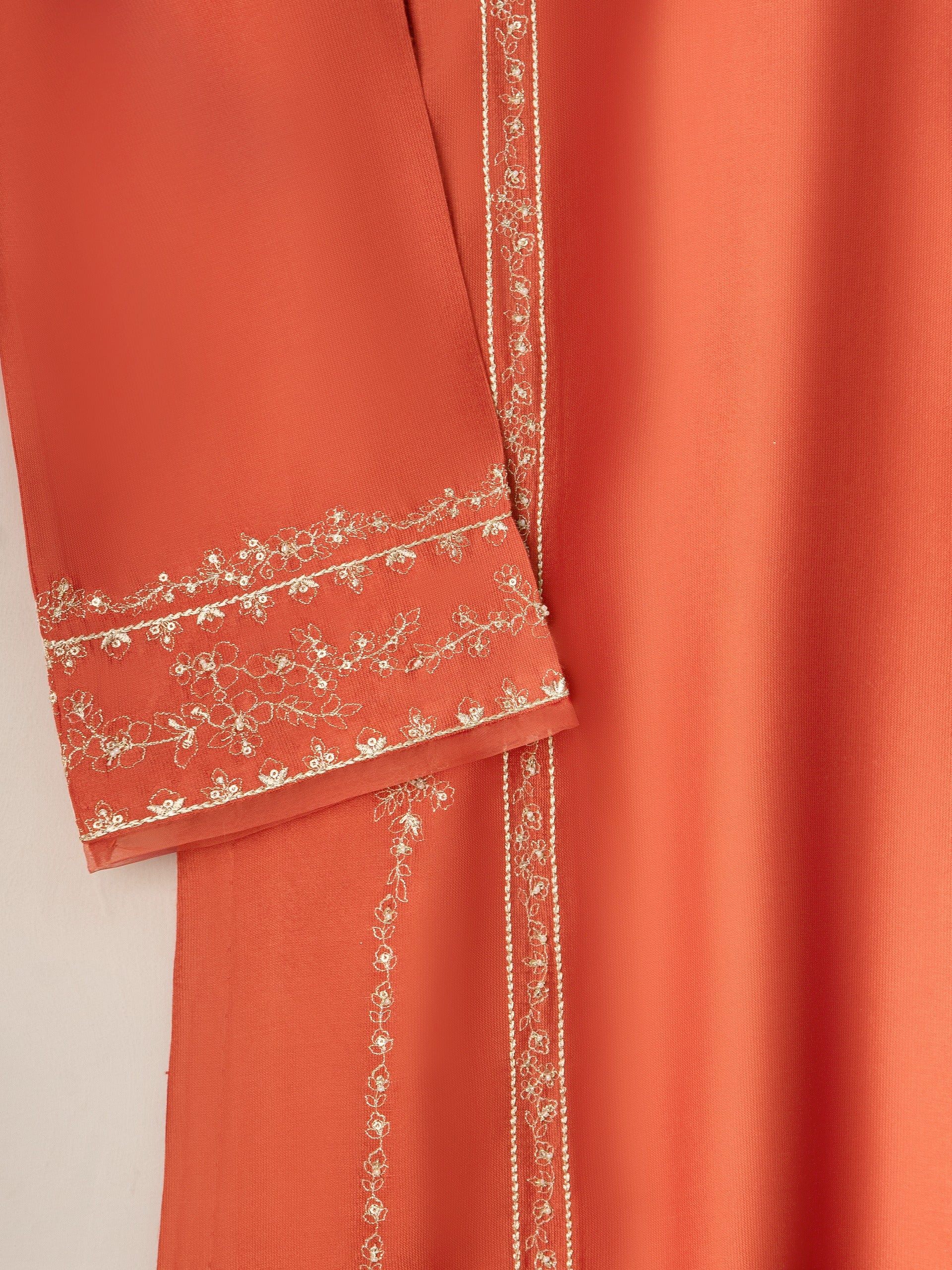 2 Piece- Pure Silk Net Embroidered Suit S111005 - Image 3