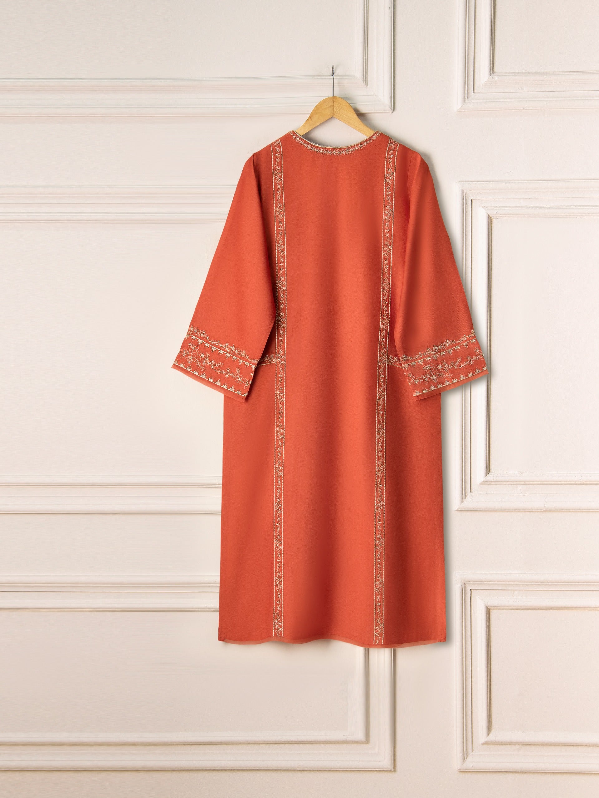 2 Piece- Pure Silk Net Embroidered Suit S111005 - Image 5