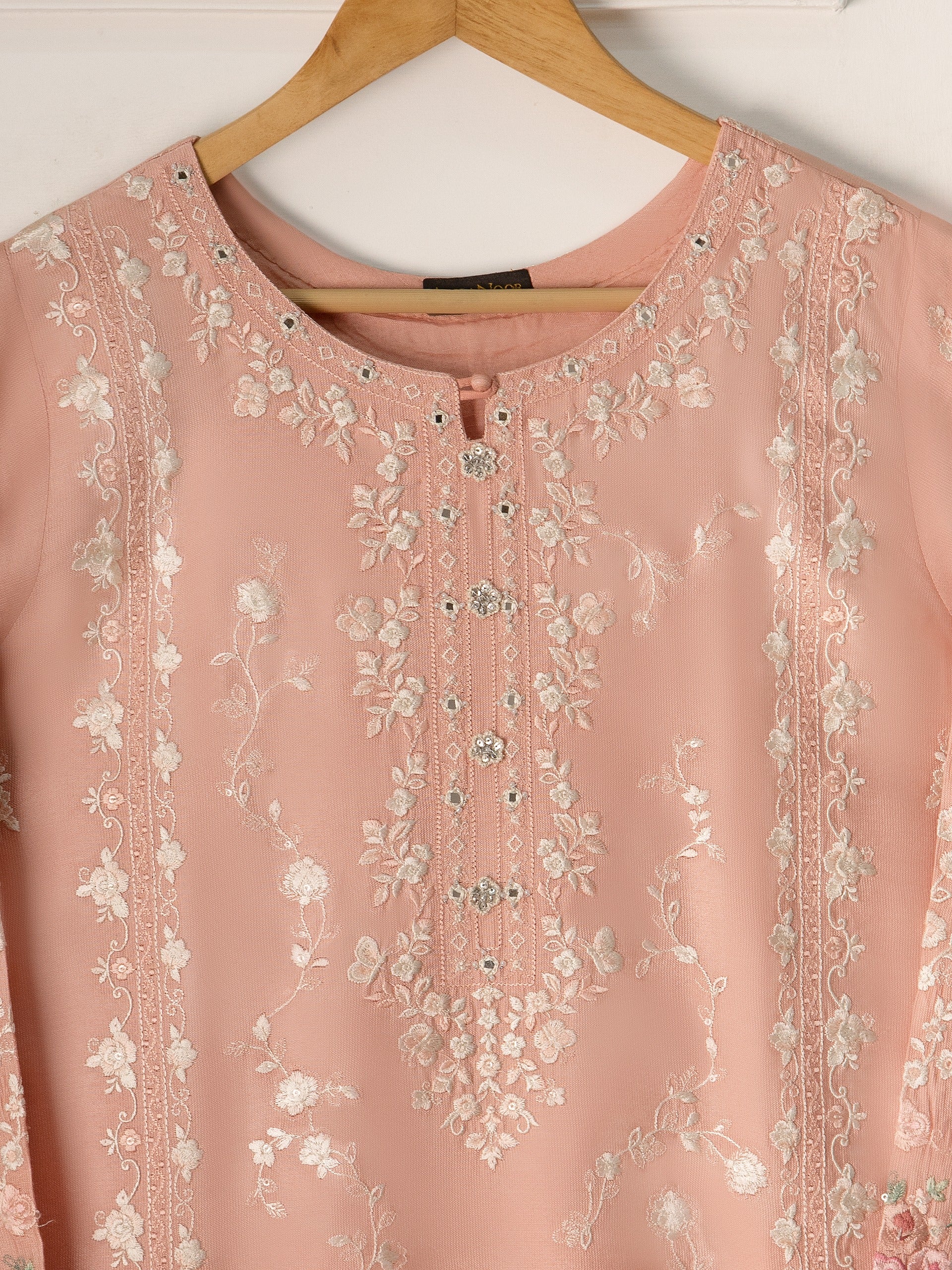 2 Piece- Pure Silk Net Embroidered Suit S111009 - Image 4