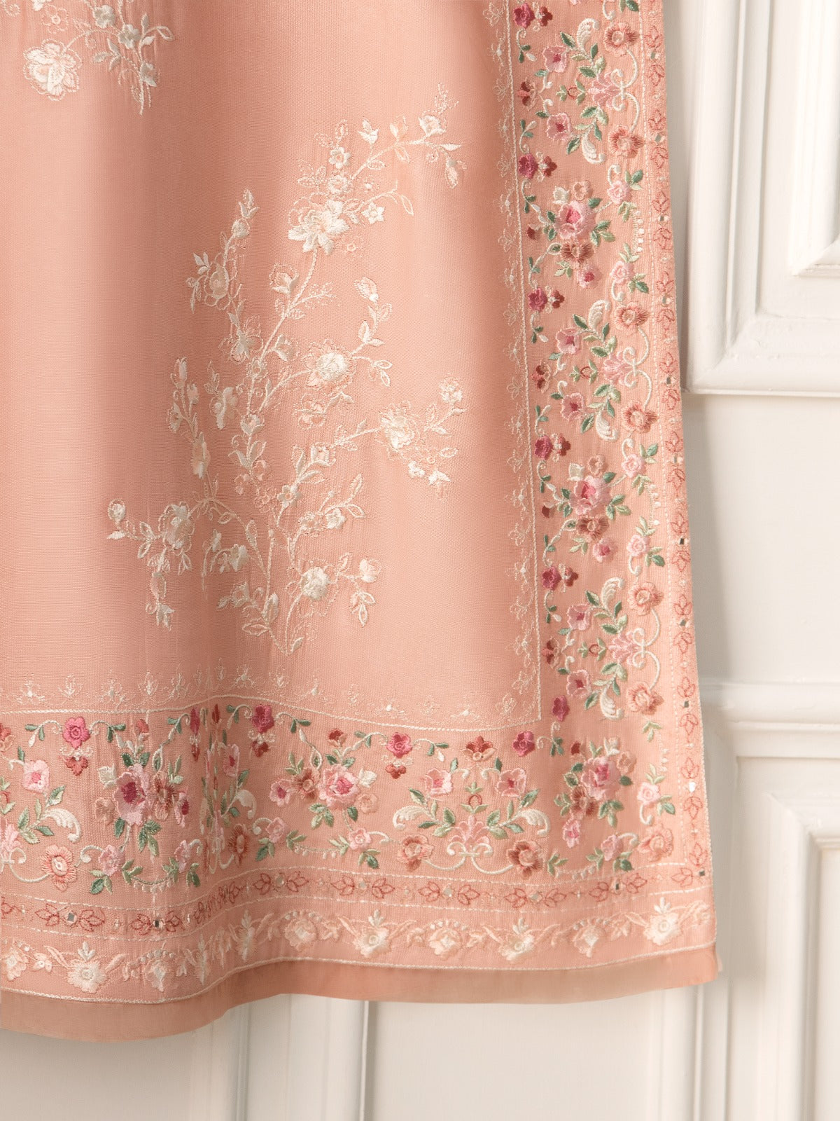 2 Piece- Pure Silk Net Embroidered Suit S111009 - Image 7