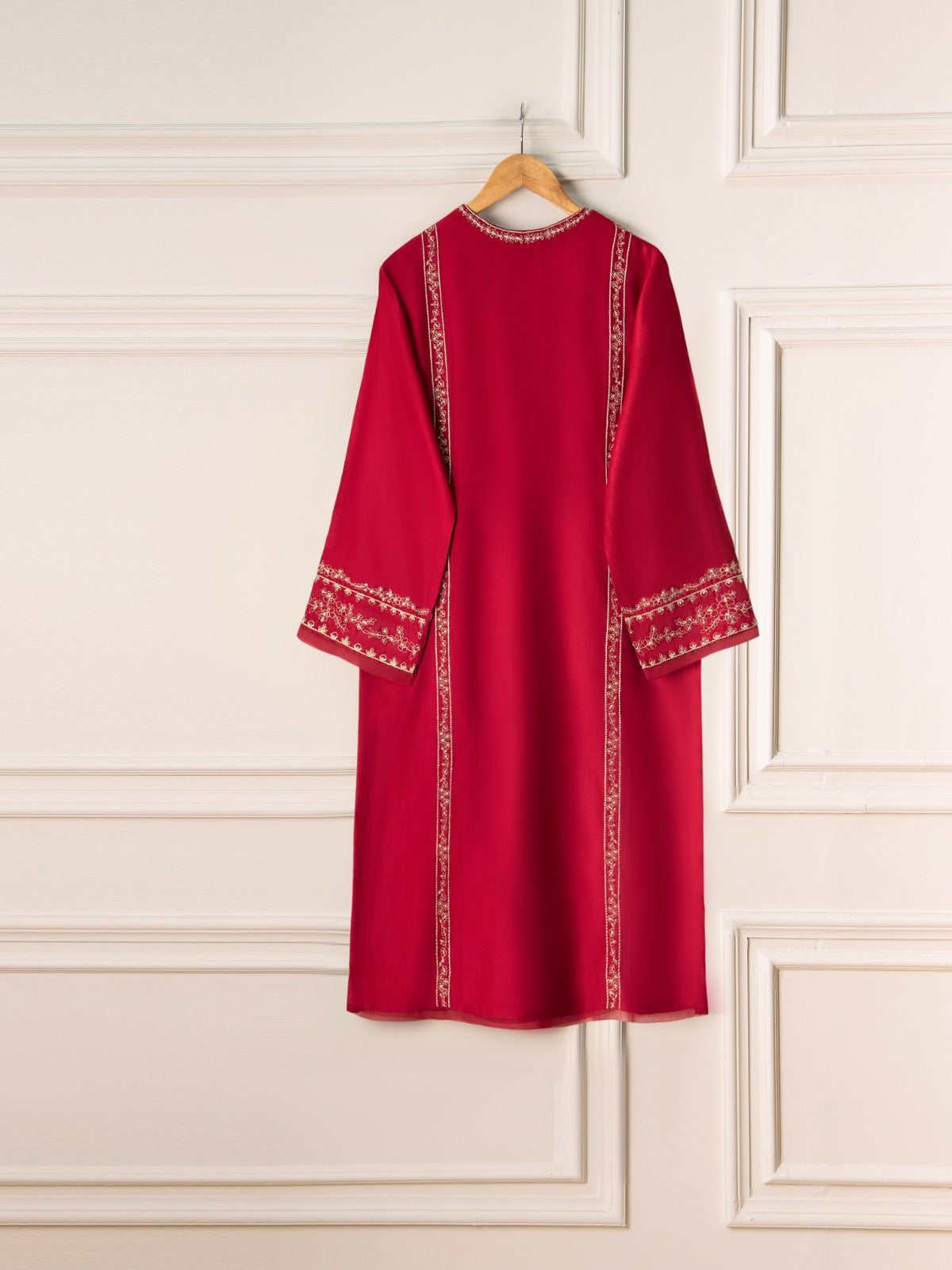 2 Piece- Pure Silk Net Embroidered Suit S111023 - Image 5