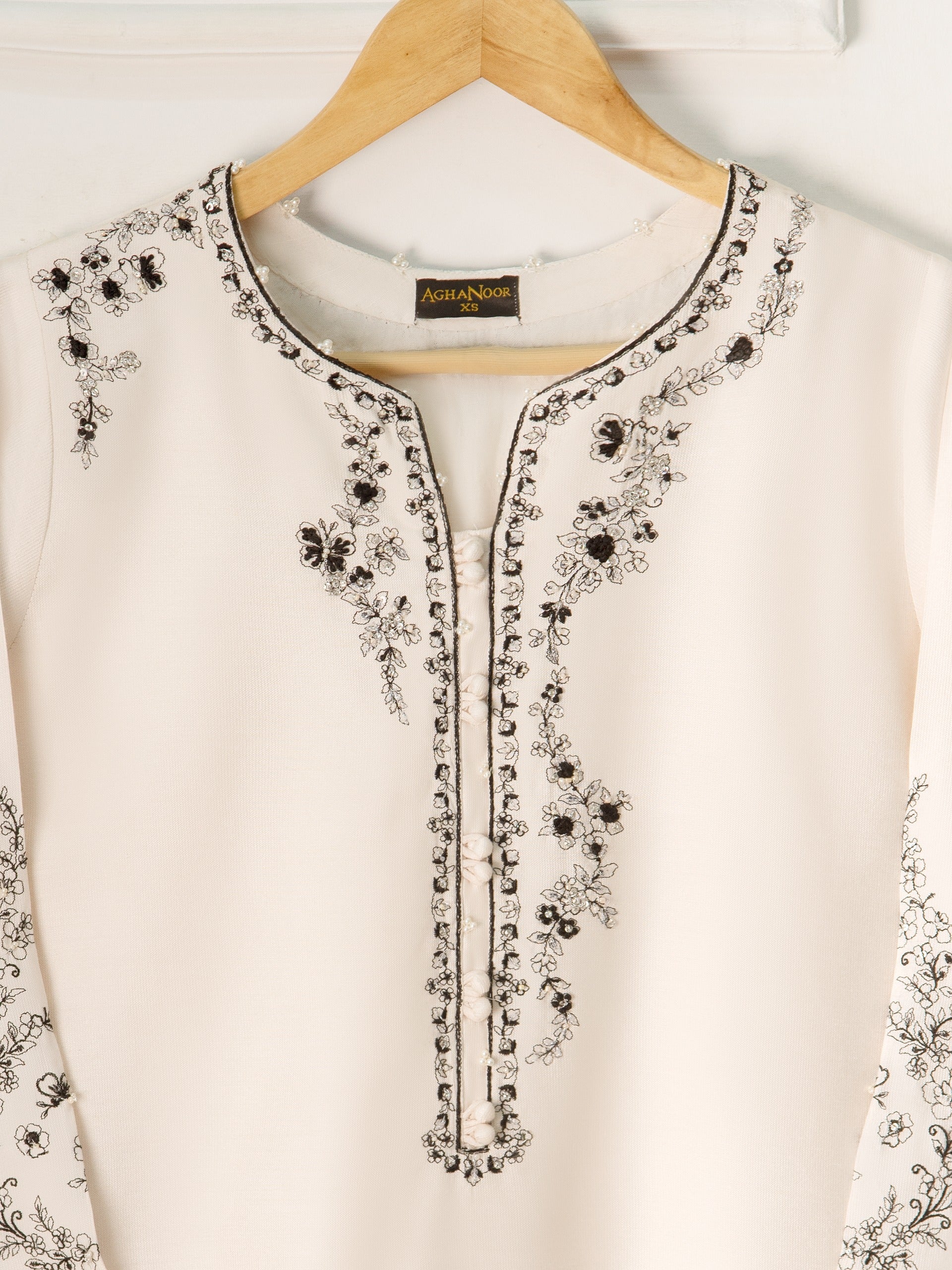 2 Piece- Pure Silk Net Embroidered Suit S111231 - Image 2