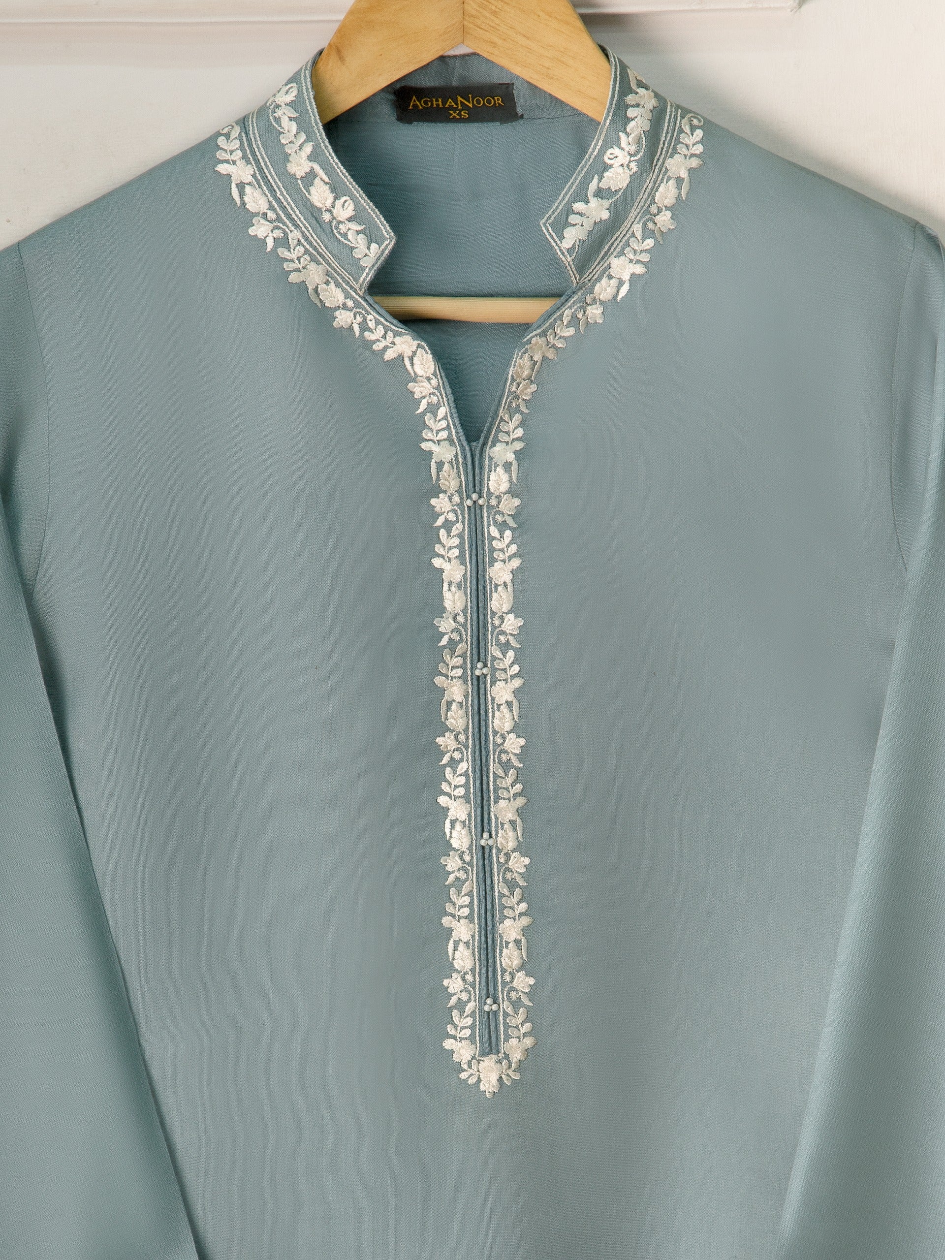 3 Piece- Pure Silk Net Embroidered Suit S111243 - Image 3