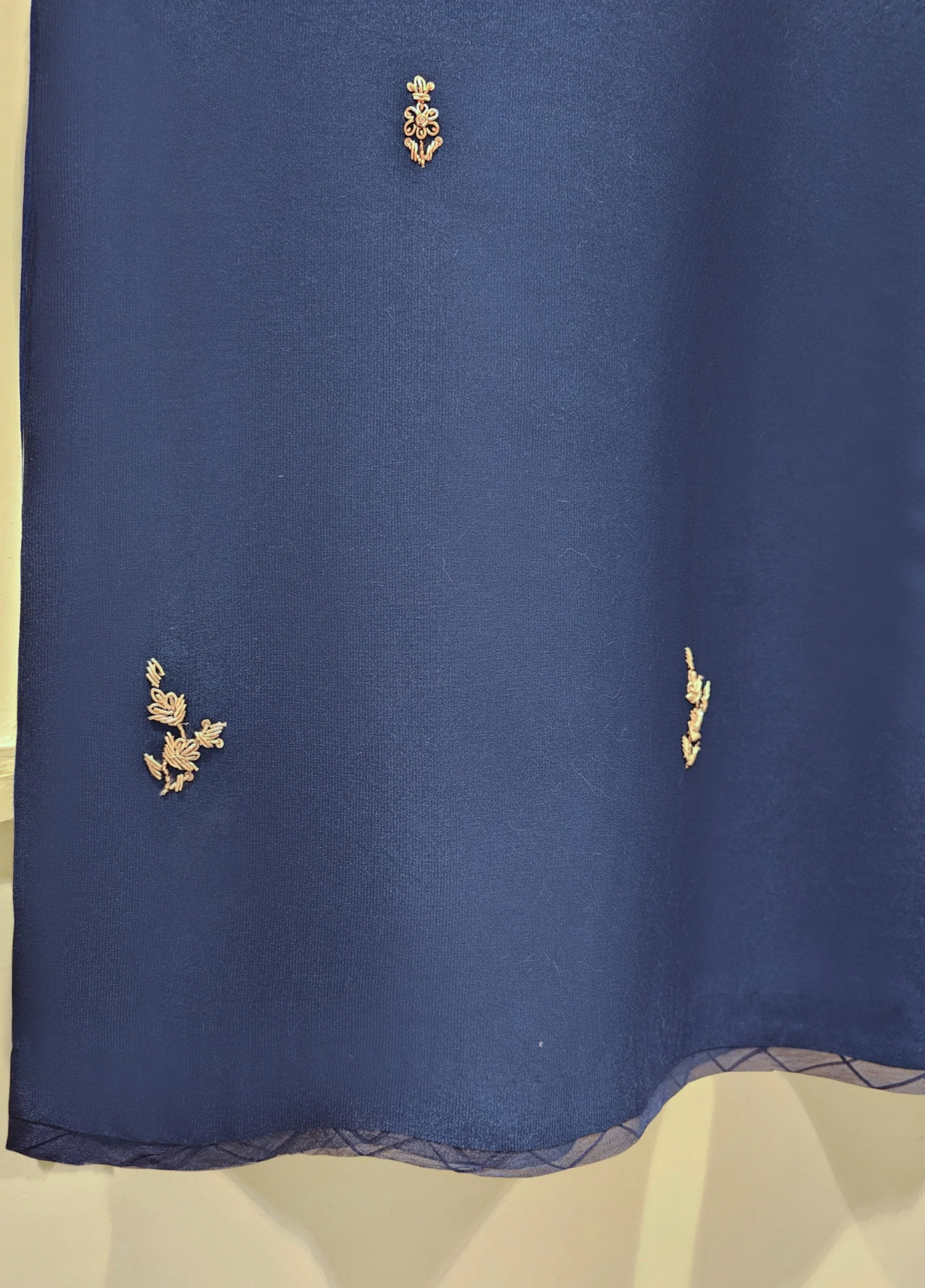 2 Piece- Pure Silk Net Embroidered Suit S111464 - Image 4