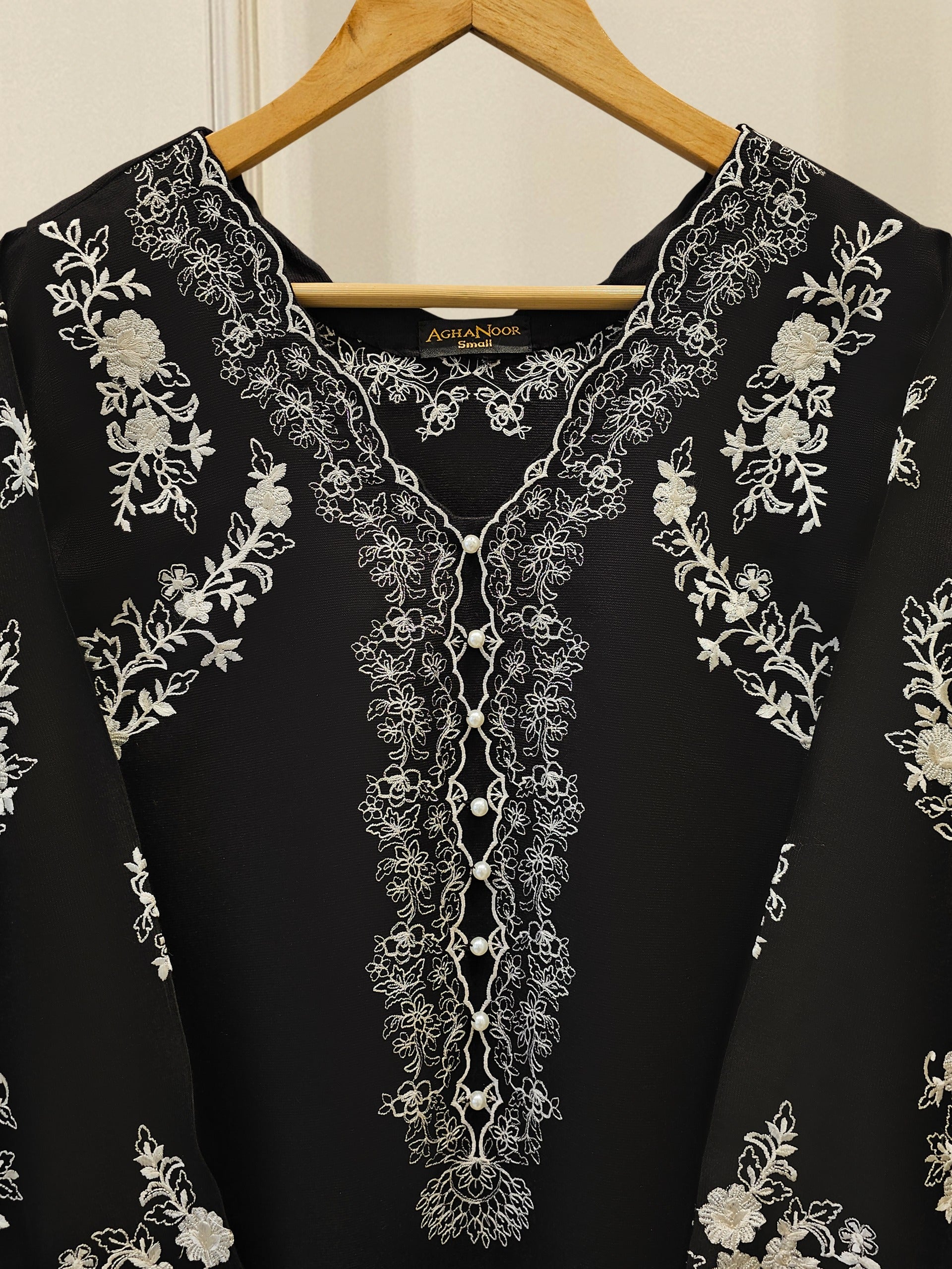2 Piece- Pure Silk Net Embroidered Suit S111766 - Image 2