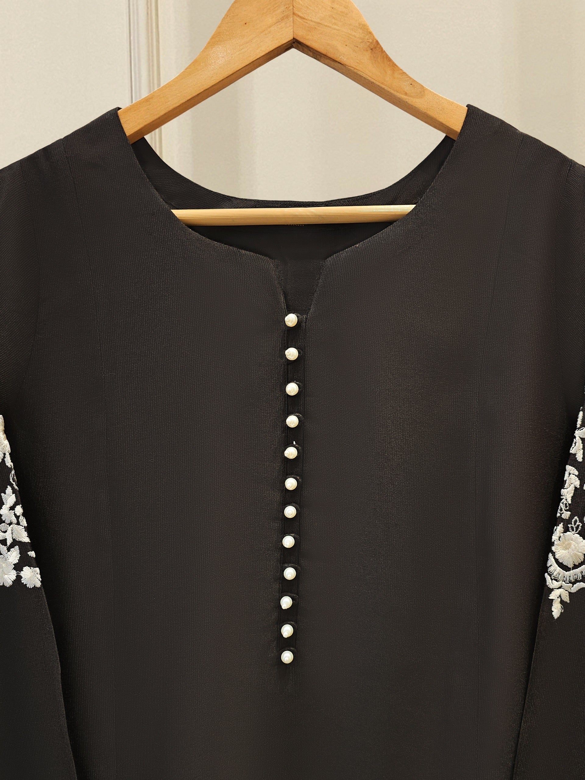 2 Piece- Pure Silk Net Embroidered Suit S111900 - Image 2