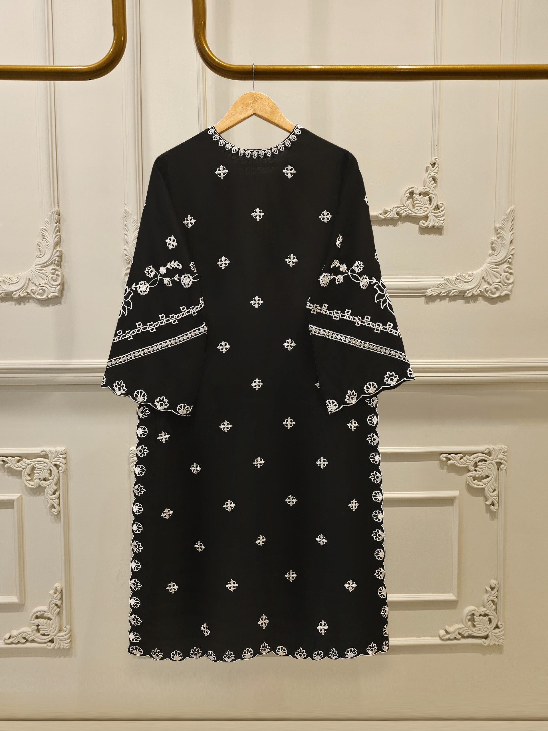 2 Piece- Pure Silk Net Embroidered Suit S112319 - Image 5