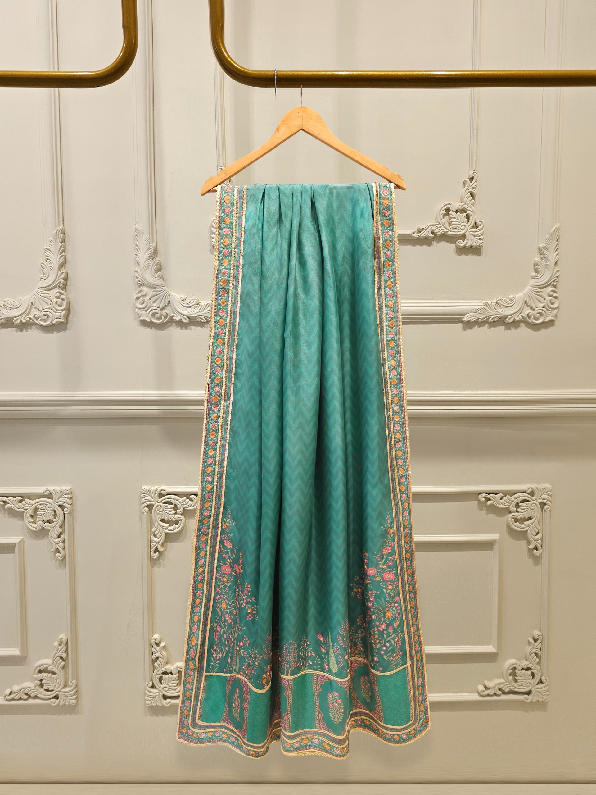 3 Piece- 100% Pure Raw Silk Embroidered Suit S111865 - Image 7