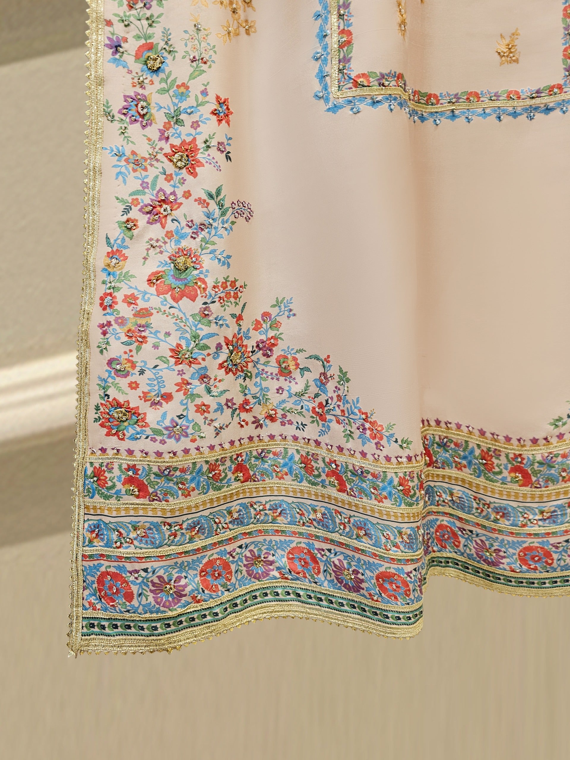 3 Piece- 100% Pure Raw Silk Embroidered Suit S111866 - Image 4