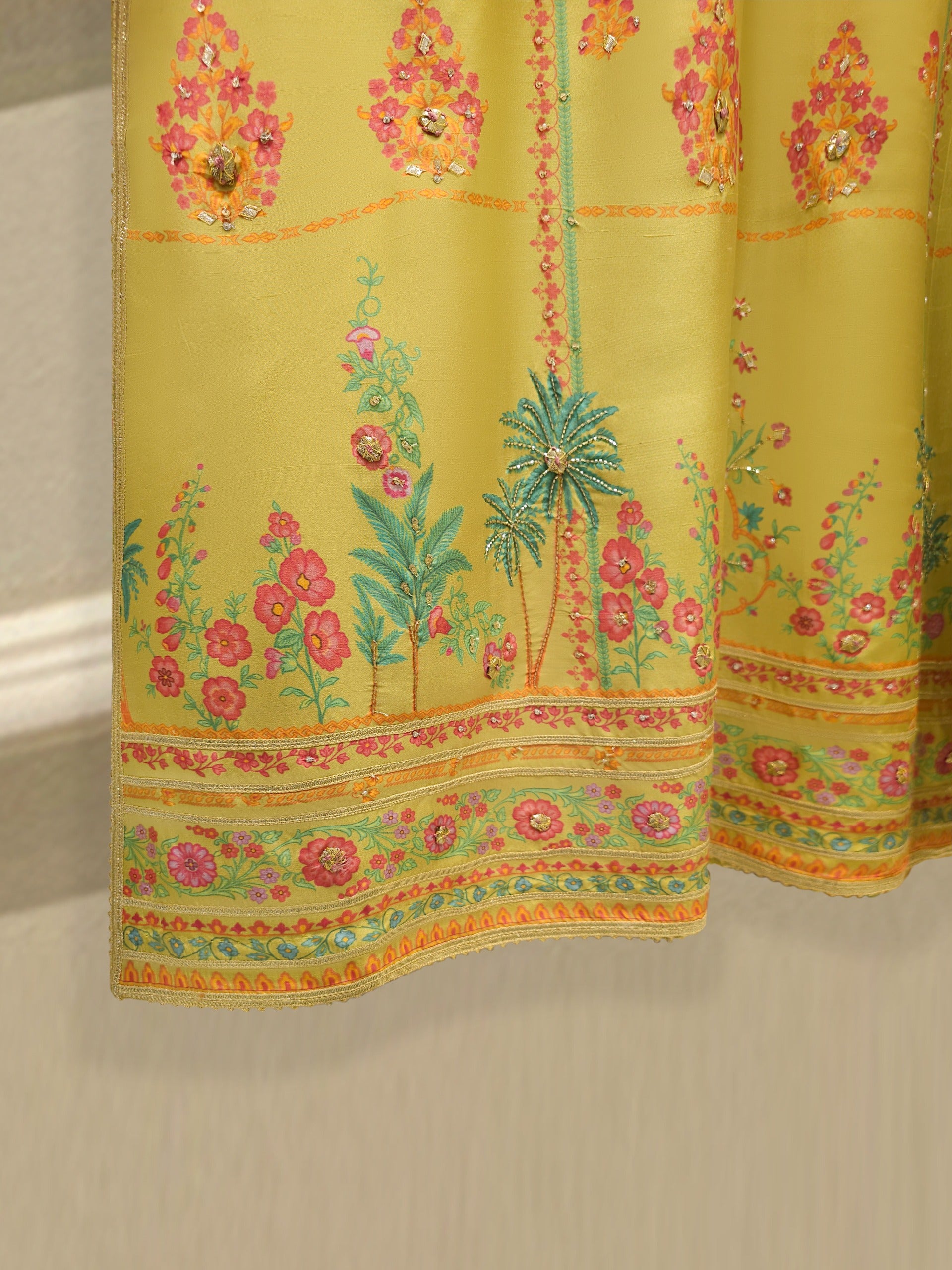 3 Piece- 100% Pure Raw Silk Embroidered Suit S111873 - Image 6