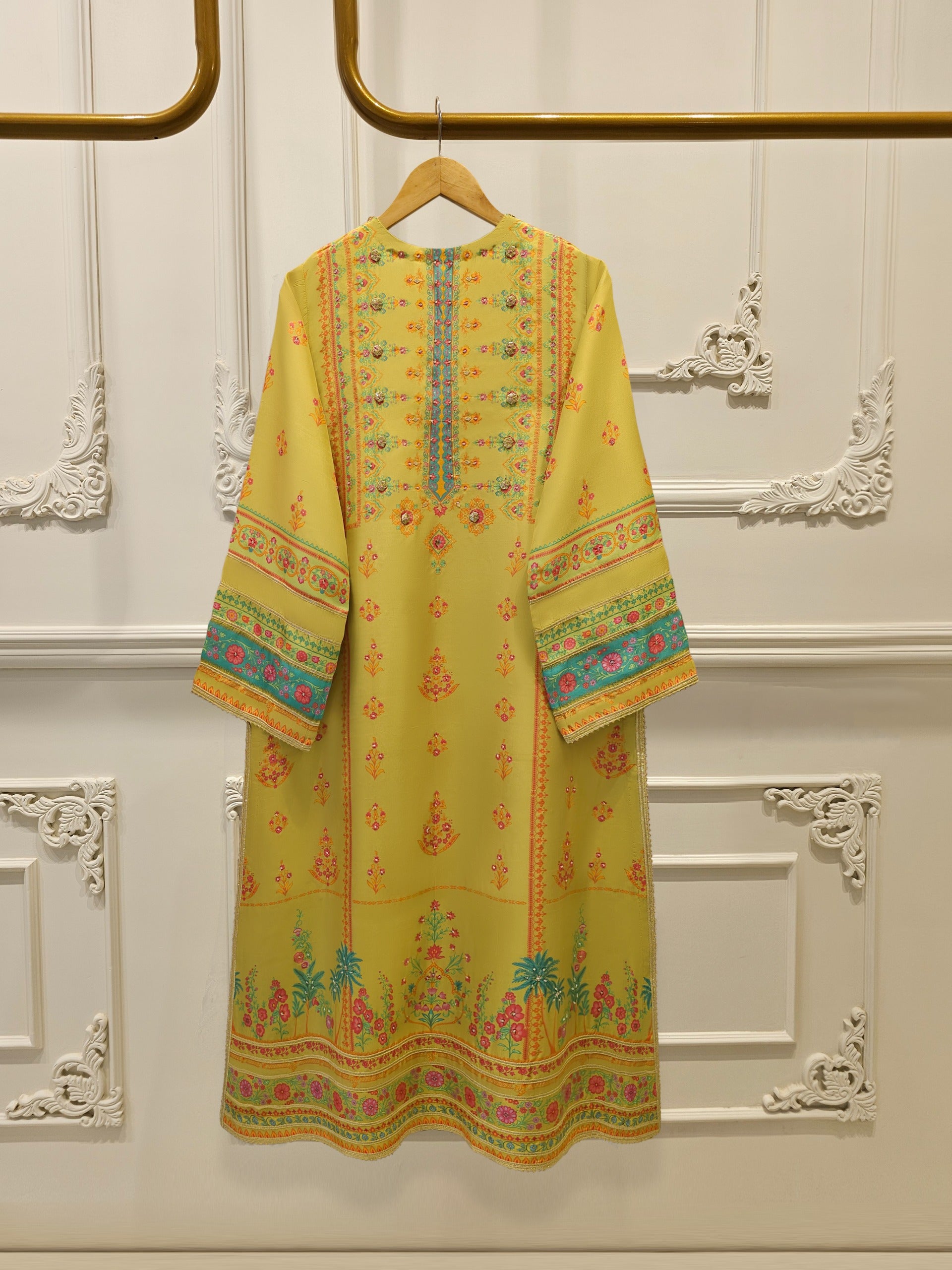 3 Piece- 100% Pure Raw Silk Embroidered Suit S111873 - Image 7