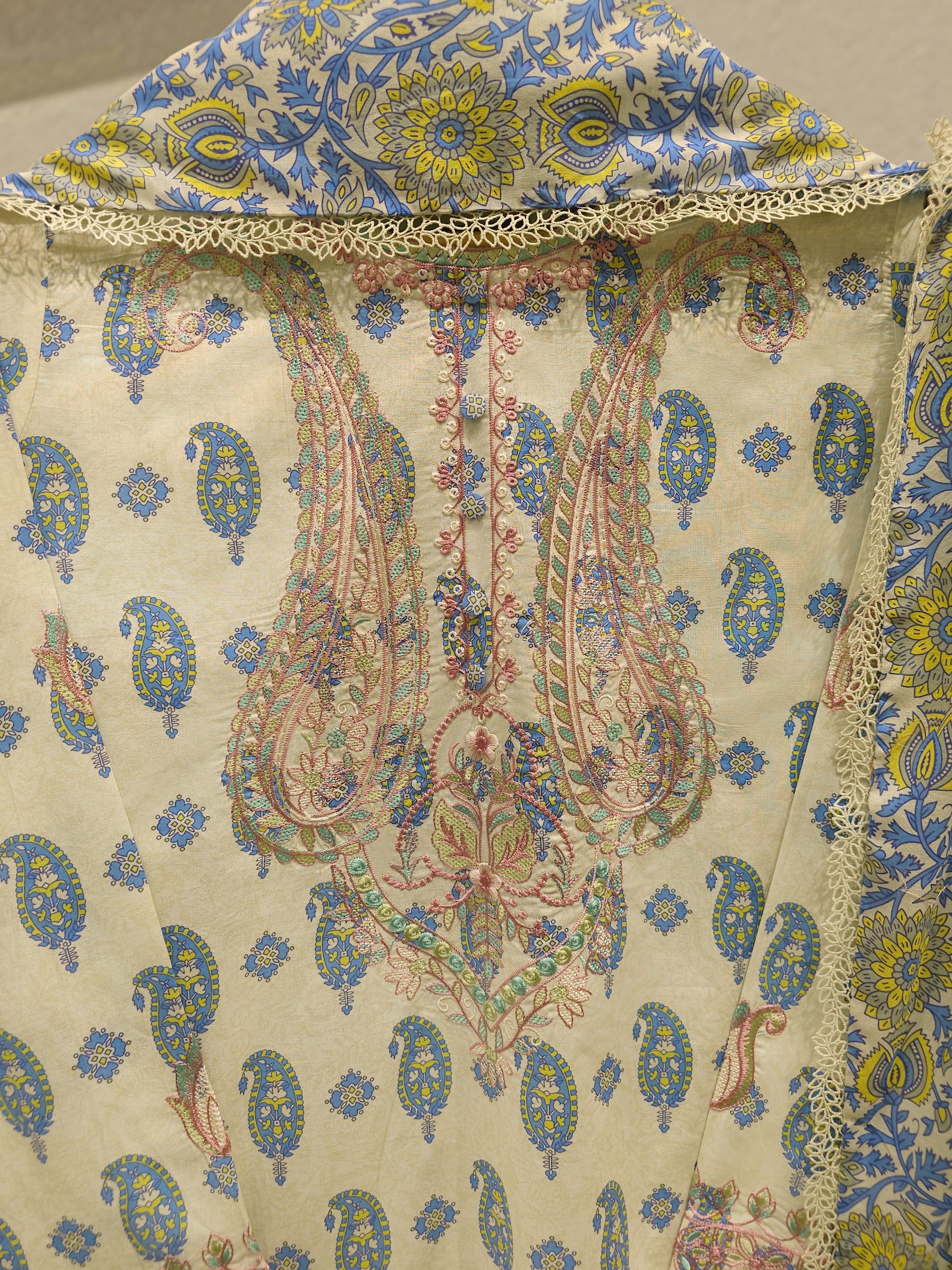 3 Piece - Digital Printed Embroidered Cambric Suit S112815 - Image 2