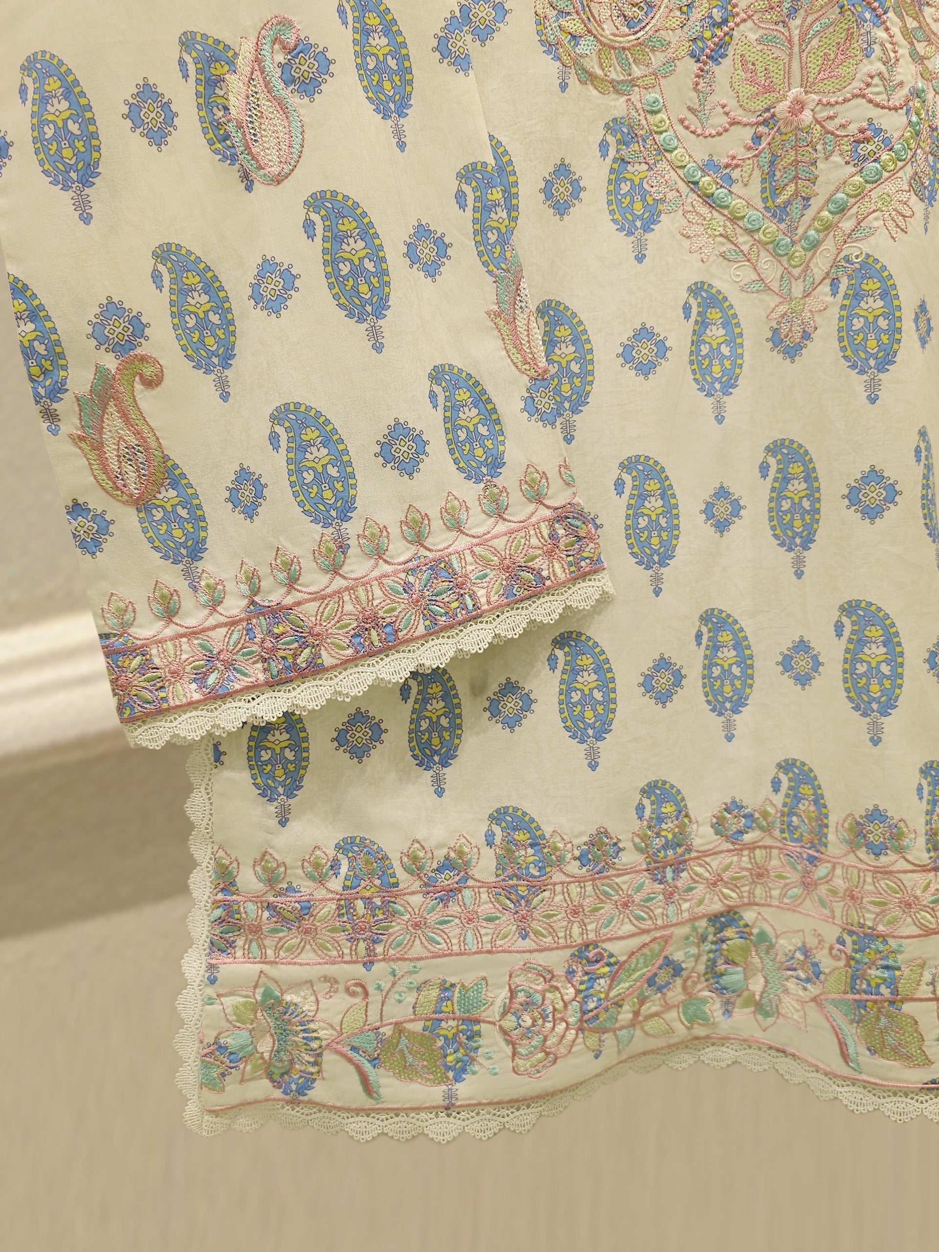 3 Piece - Digital Printed Embroidered Cambric Suit S112815 - Image 3