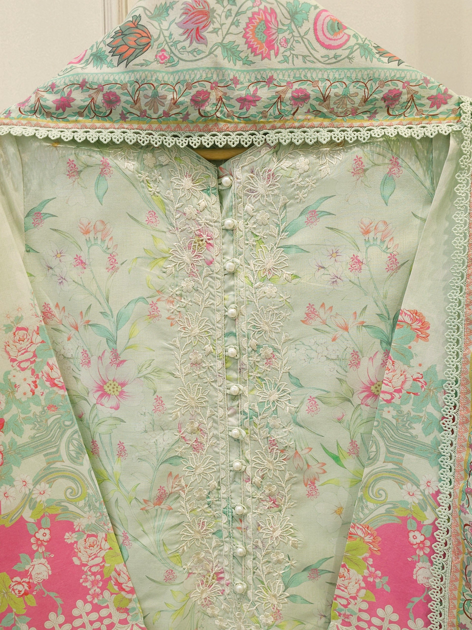 3 Piece - Digital Printed Embroidered  Cambric Suit S113067